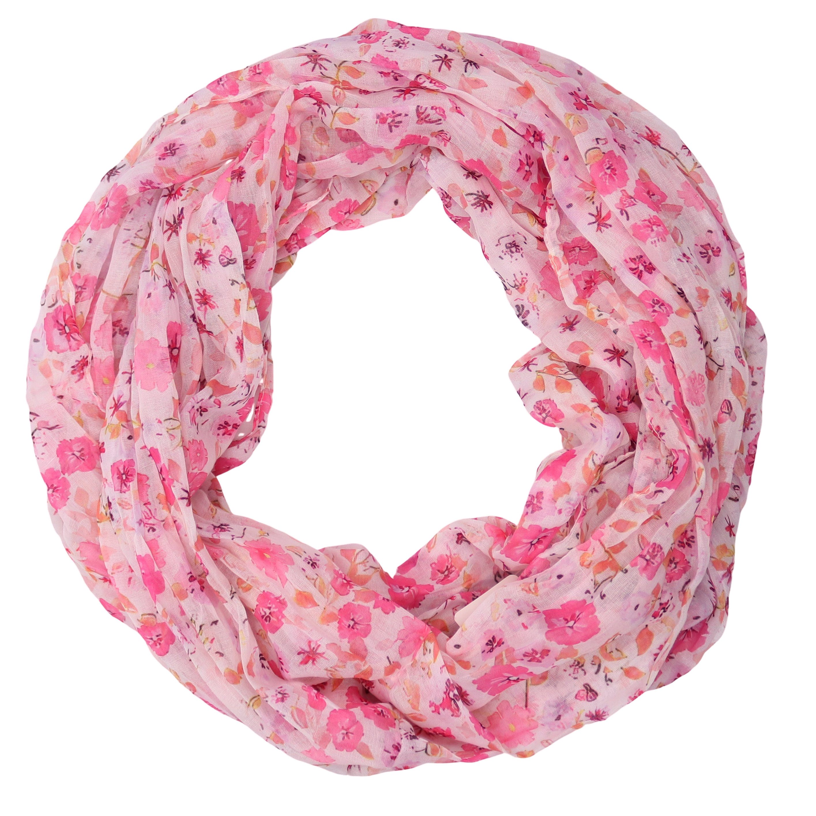 MIRROSI Loop Damen Schal mit Blümchen Muster, Weich, Schlauchschal, (ca.45x75cm, zweimal um den Hals wickelbar), Damen Halstuch ideal für Frühling, Sommer oder Herbst