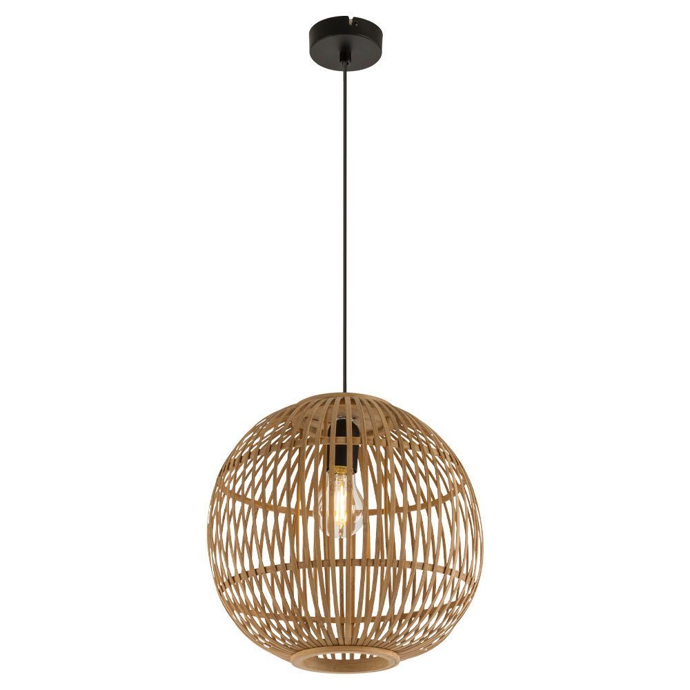 Decken Bambus Leuchtmittel etc-shop Design Lampe inklusive, Pendel Geflecht Hänge Kugel Ess Kugelleuchte, nicht Zimmer