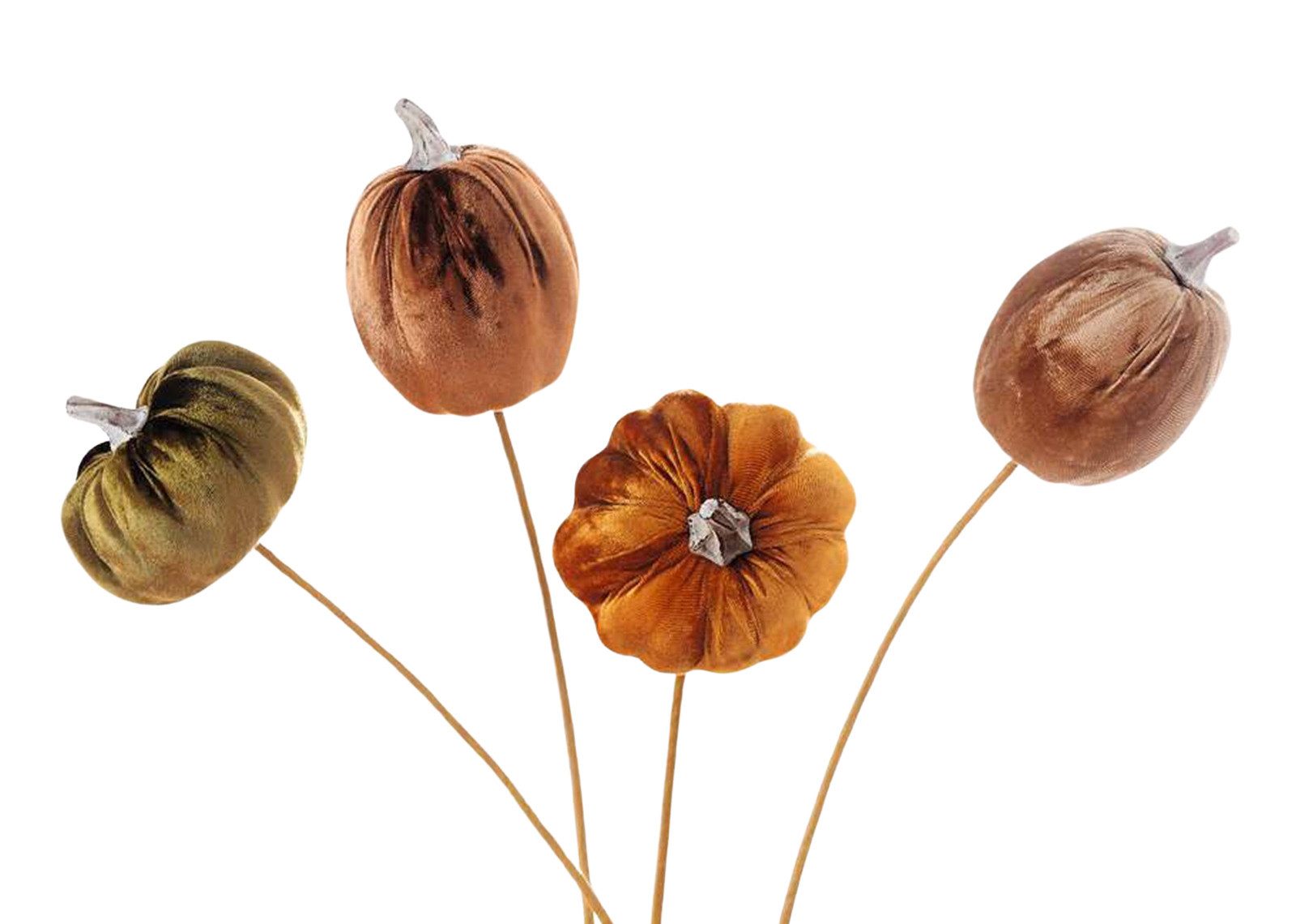 Dekoleidenschaft Gartenstecker Blumenstecker "Samtkürbis" Stecker Kürbis, Herbstdeko, Dekostecker (4-St., im Set) 48 cm hoch, für Gesteck & Blumentopf, Halloweendeko, Erntedankfest