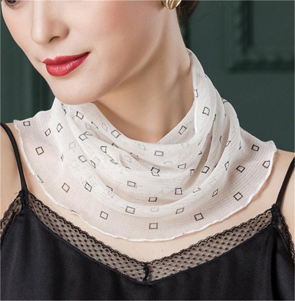 Rouemi Modeschal Bunt bedruckter Schal, multifunktionaler warmer kleiner Seidenschal weiß
