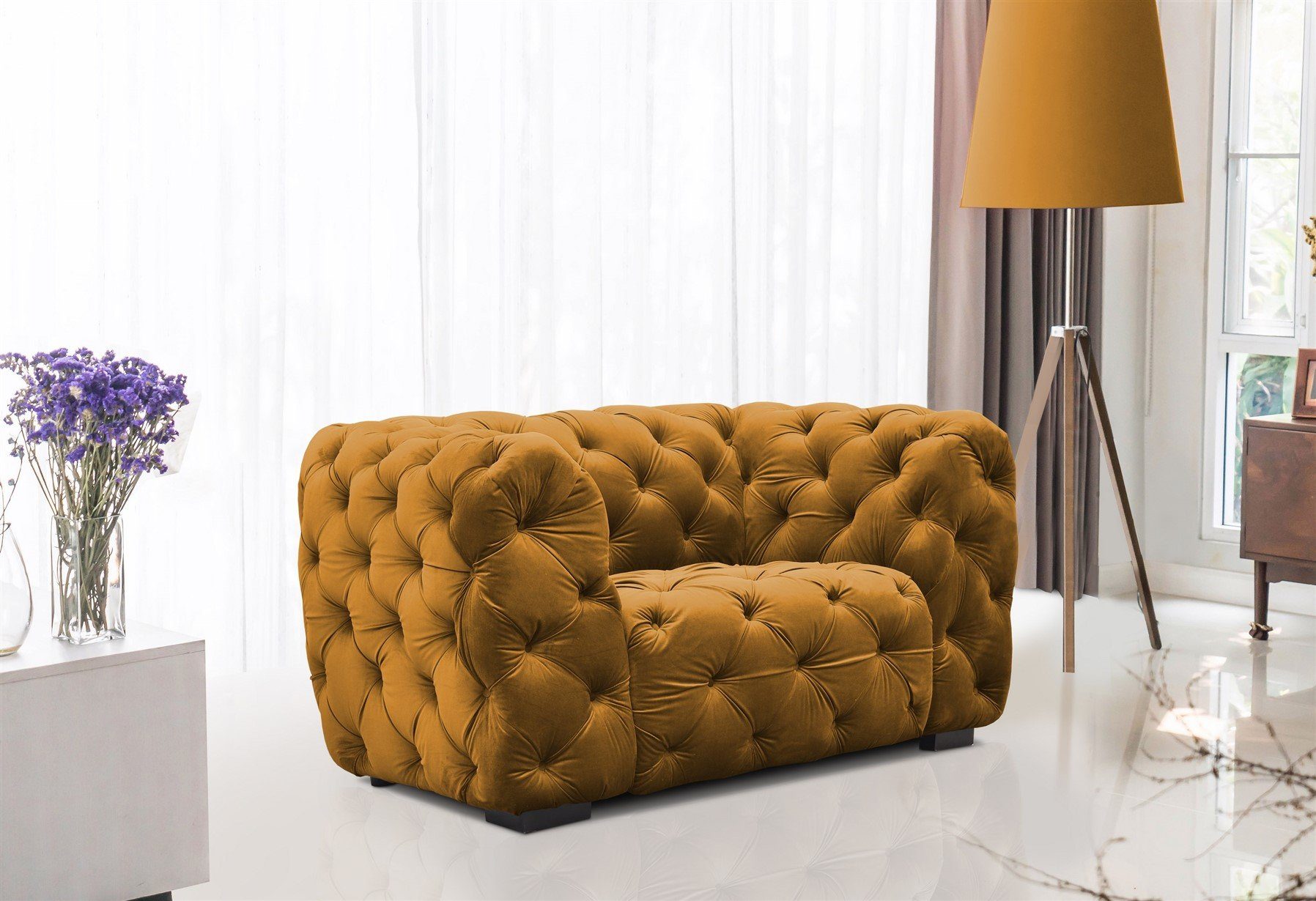 Fun Möbel Sessel Sessel Designersessel NATALIE in Stoff Riviera (1-St), Rundumbezug