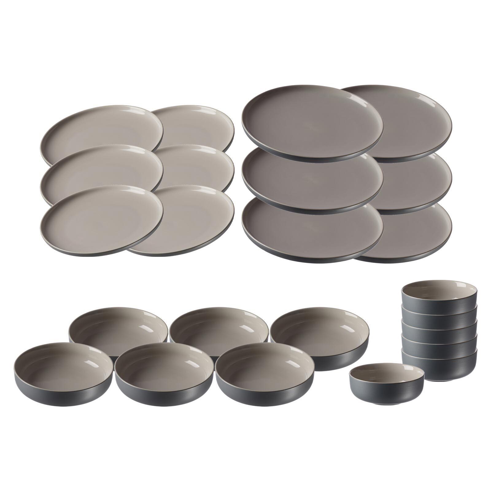 Ritzenhoff & Breker Tafelservice Jasper Teller und Schalenset 24er Set (24-tlg), 6 Personen, Keramik