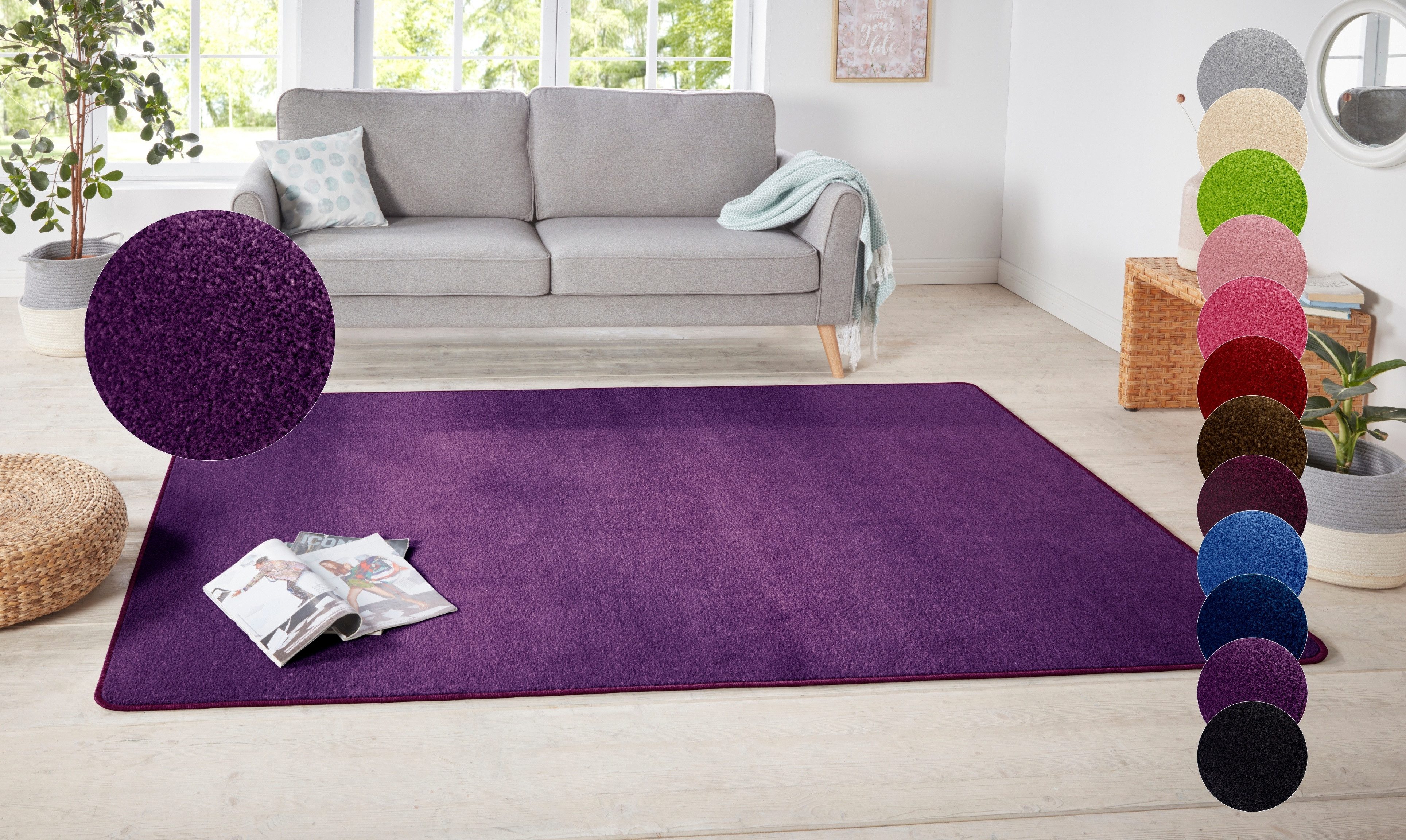 HANSE Home Teppich Shashi, rechteckig, Höhe: 8,5 mm, Kurzflor, Unifarben, Läufer, weich, Esszimmer, Kinderzimmer, Flur von HANSE Home