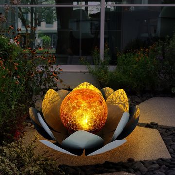 etc-shop Gartenleuchte, LED-Leuchtmittel fest verbaut, 3er Set LED Außen Solar Lampen Garten Steck Strahler Mond