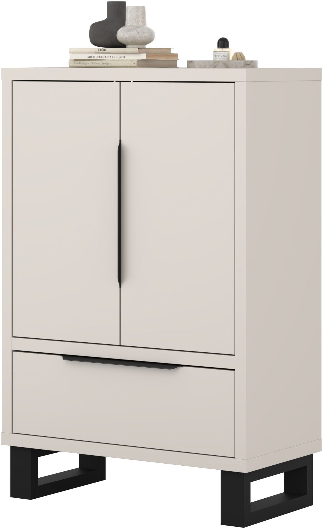 Home affaire Drehtürenschrank Bronne,Breite 89,5 cm, Mehrzweckschrank, Universalschrank, Garderobe Kleiderschrank, 1 Schublade, Metallgriffe, Garderobe