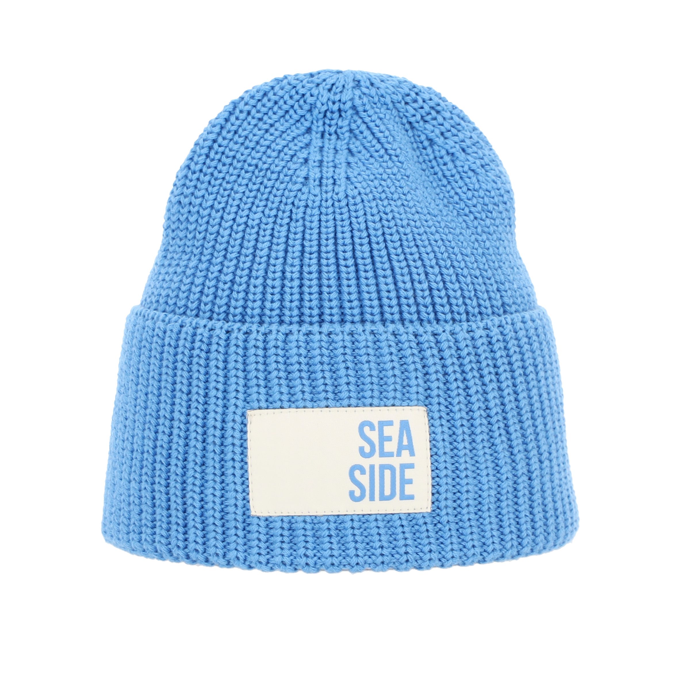 halsüberkopf Accessoires Strickmütze Mütze Maritim mit breitem Umschlag und Badge mit Bio-Baumwolle
