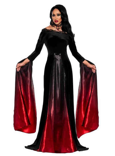 Underwraps Kostüm Hexen Vampirlady Kostüm für Karneval und Halloween, Satinglänzendes Kleid für düstere Damen