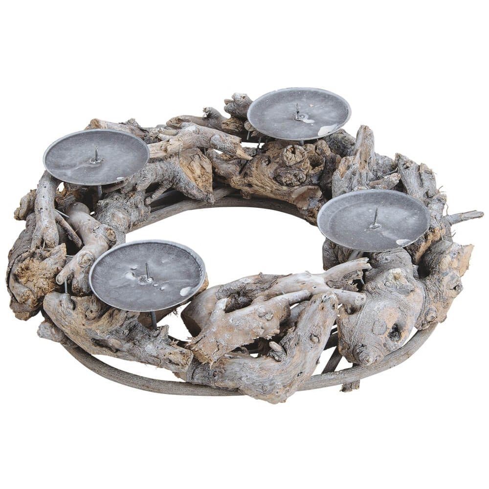 matches21 HOME & HOBBY Adventskranz Treib-Holz Adventskranz rund mit Kerzen günstig online kaufen