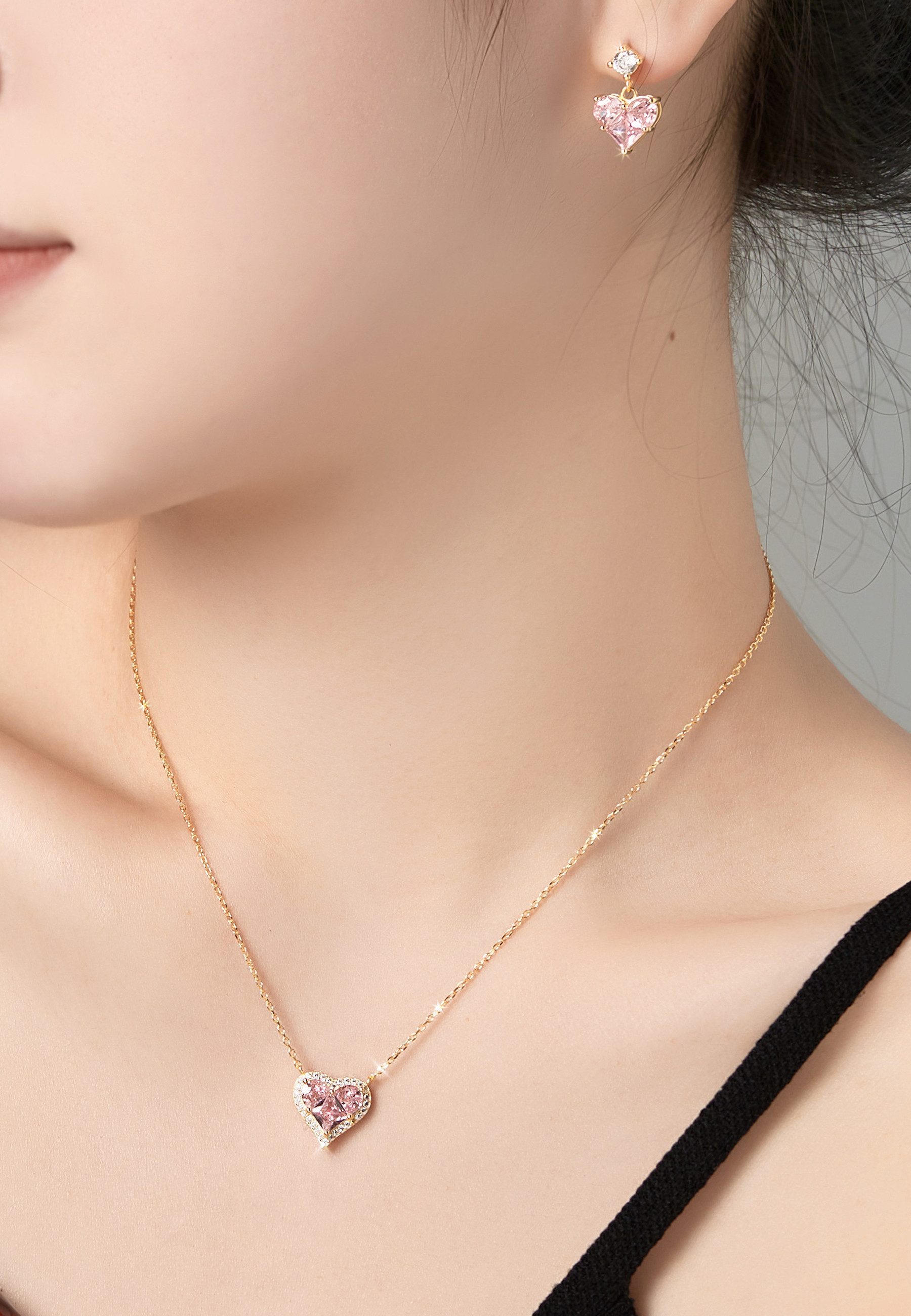 BRELLATO Schmuckset Herz-Anhänger Halskette Ohrstecker, Geschenk-Idee günstig online kaufen