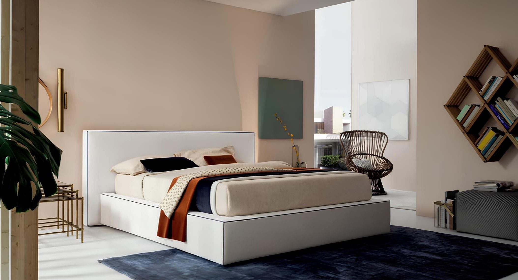 Polsterbett Italienisches Designer Bett für Schlafzimmer im Hotel-Luxus-Stil