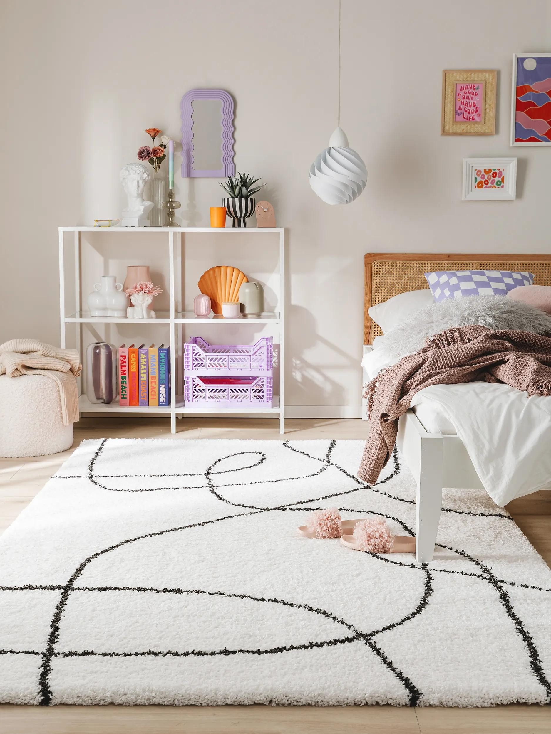 benuta Hochflor-Teppich Louise, rechteckig, Höhe: 21 mm, Teppich Wohn-, Ess- und Schlafzimmer, Flur, Kunstfaser, Gemütlich