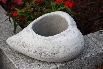 Stone and Style Gartenfigur Grabschmuck Pflanzschale Herz Unvergessen, Frost- und wetterfest Steinfigur