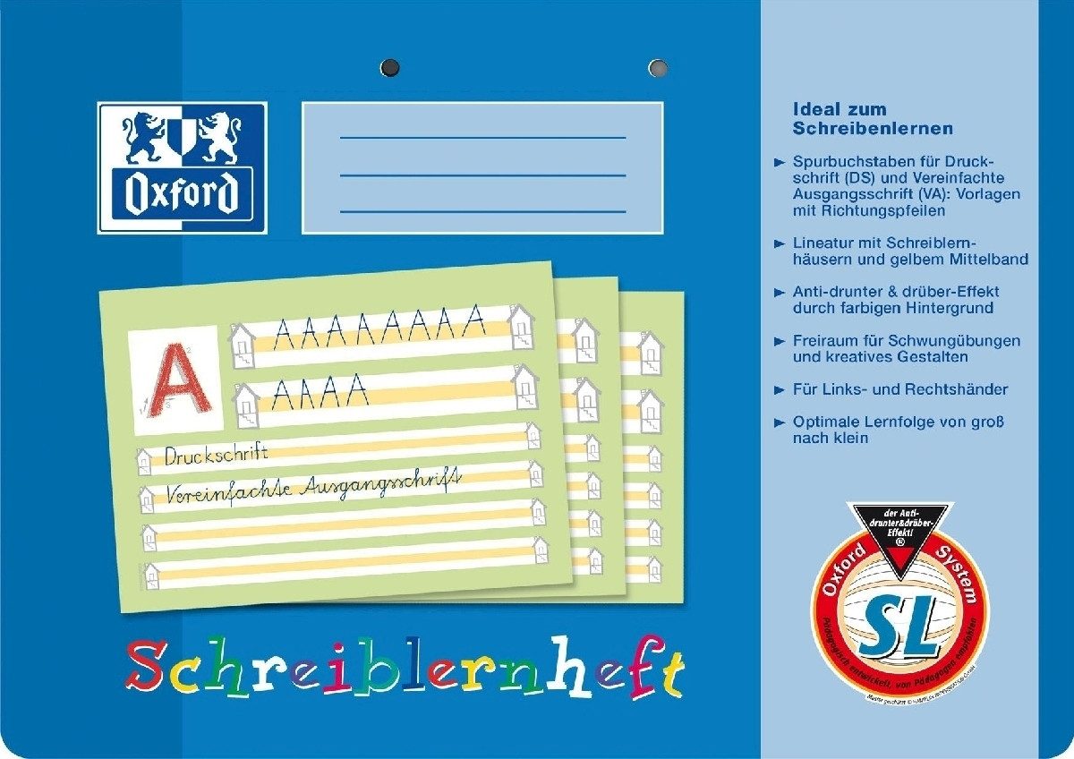 OXFORD Schulheft Schreiblernheft A4 quer Lineatur SL VE=16 Blatt (10 Stück)