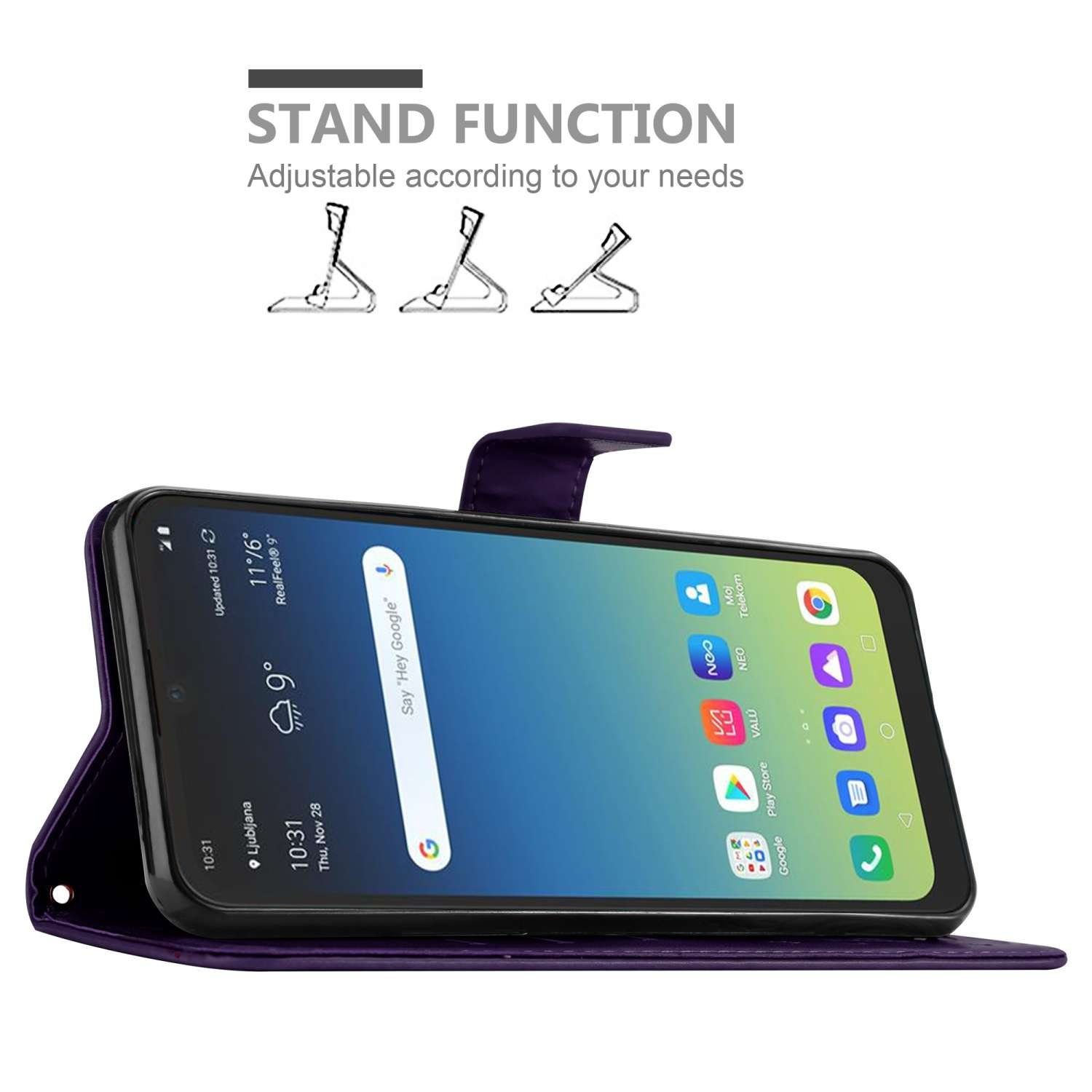 Cadorabo Handyhülle für Google PIXEL 5 Hülle Google PIXEL 5, Hülle Schutzhülle Blumen Flower mit Standfunktion Kartenfach Magnet