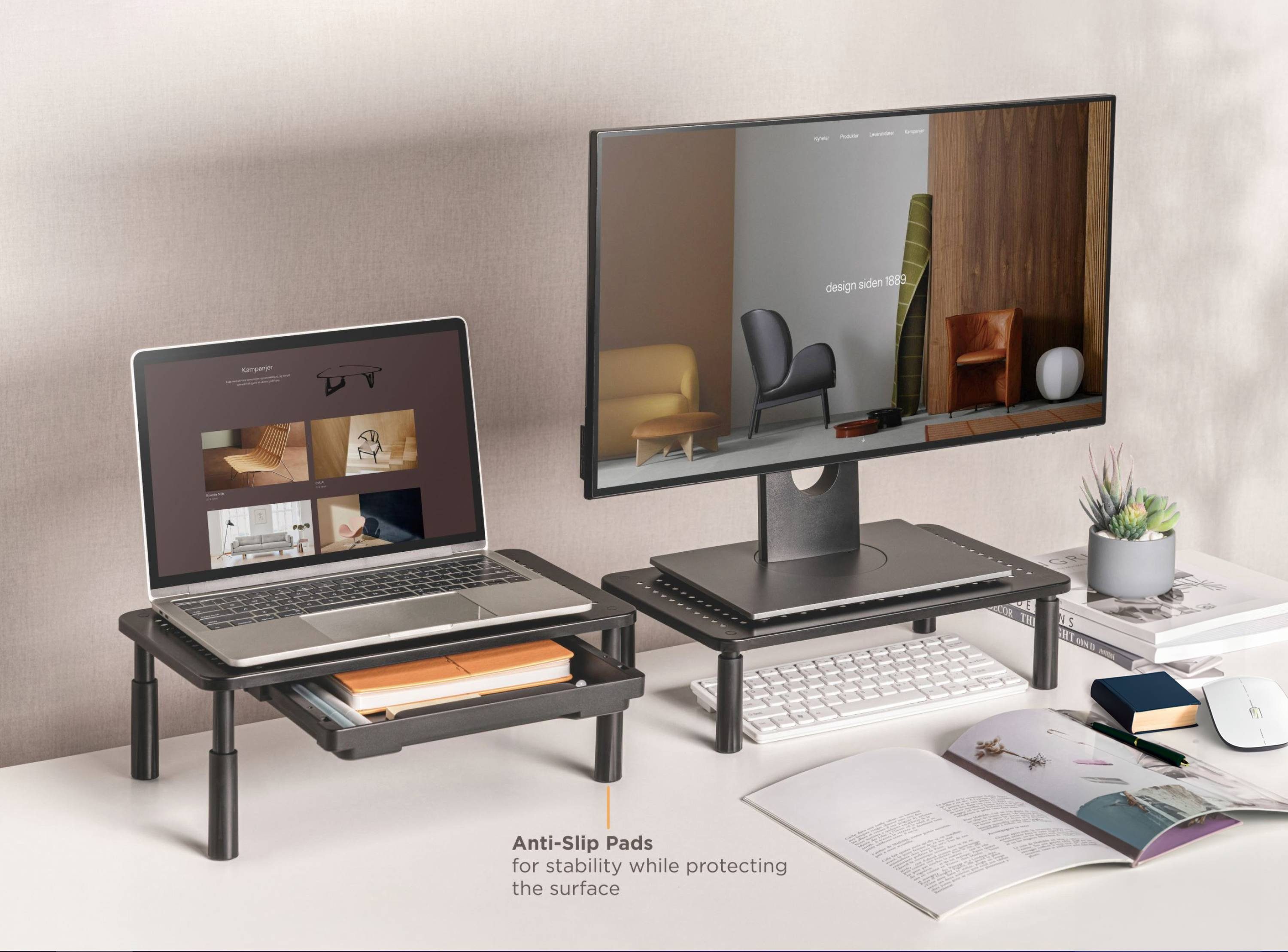 Schreibtischaufsatz Monitorerhöhung Tisch FS081-B, Monitorständer Bildschirm Aufsatz Schreibtisch RICOO