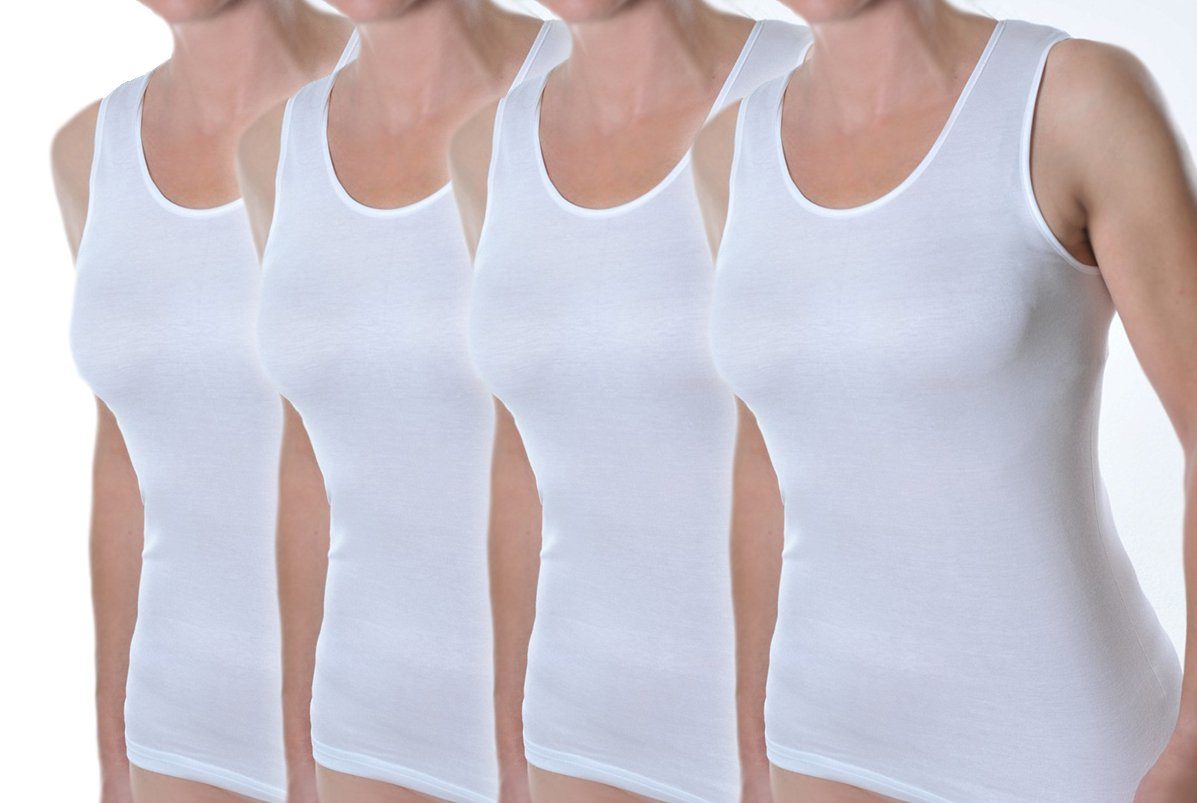 Collection® Baumwolle reine Unterhemd Damen Toker mit (4 Satinkante mit Stück) Satinkante Achselhemd