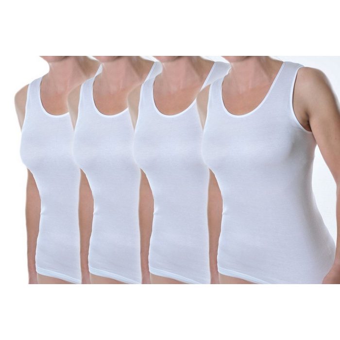 Toker Collection® Achselhemd Damen Unterhemd mit Satinkante (4 Stück) reine Baumwolle mit Satinkante