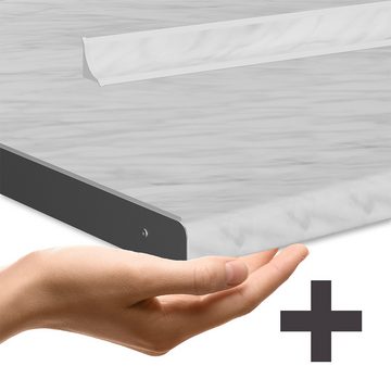 Livinity® Küchenzeile R-Line, Schwarz Beton/Weiß, 160 cm AP Marmor