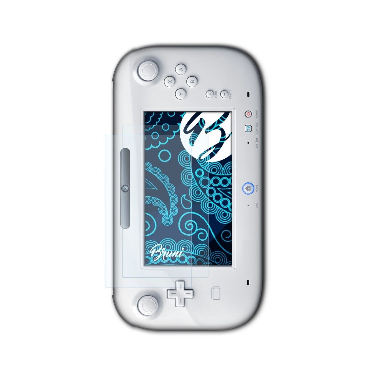 Bruni Schutzfolie Glasklare Displayschutzfolie für Wii U GamePad, (2 Folien), praktisch unsichtbar