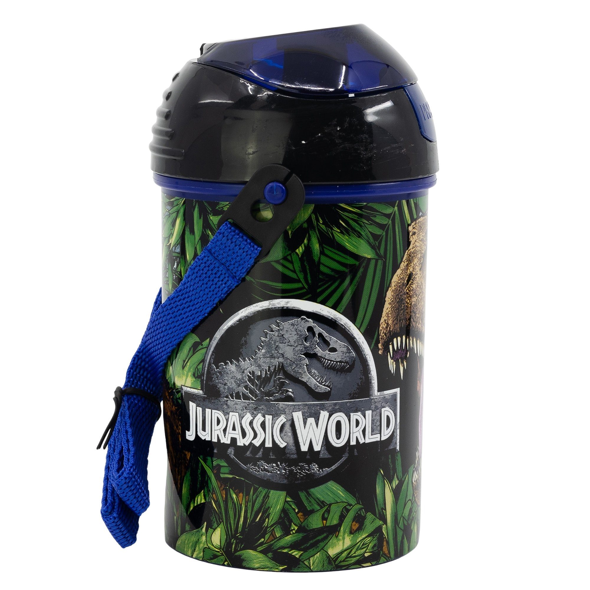 Gurt World Flasche Jurassic Wasserflasche, Dino Trinkhalm 450 ml Jurassic World Trinkflasche