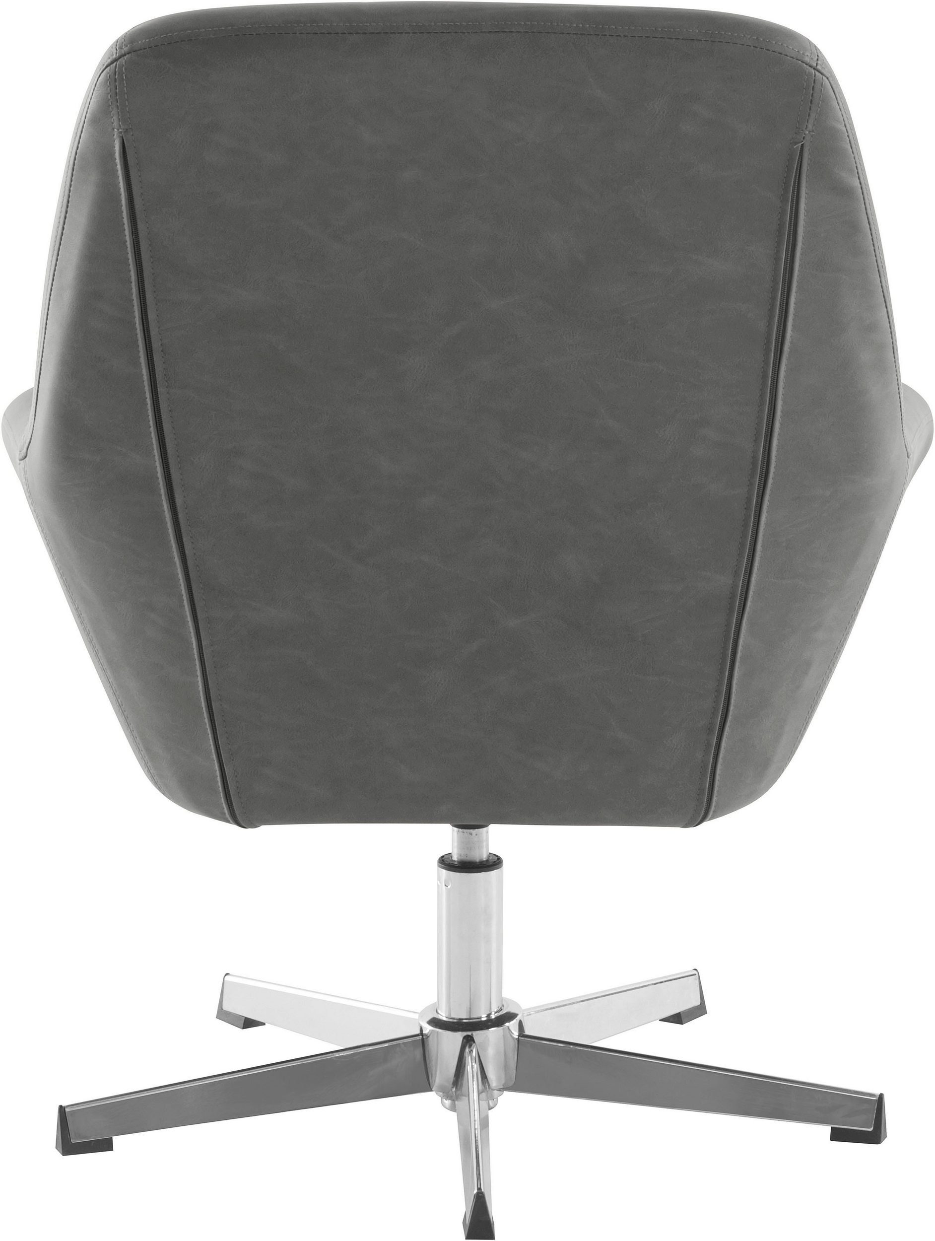 Chromgestell, cm loft24 Lederoptik, Tessa, Sitzhöhe Bezug in Loungesessel grau 45 Metall