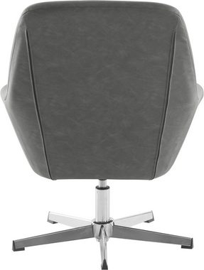 loft24 Loungesessel Tessa, Bezug in Lederoptik, Metall Chromgestell, Sitzhöhe 45 cm