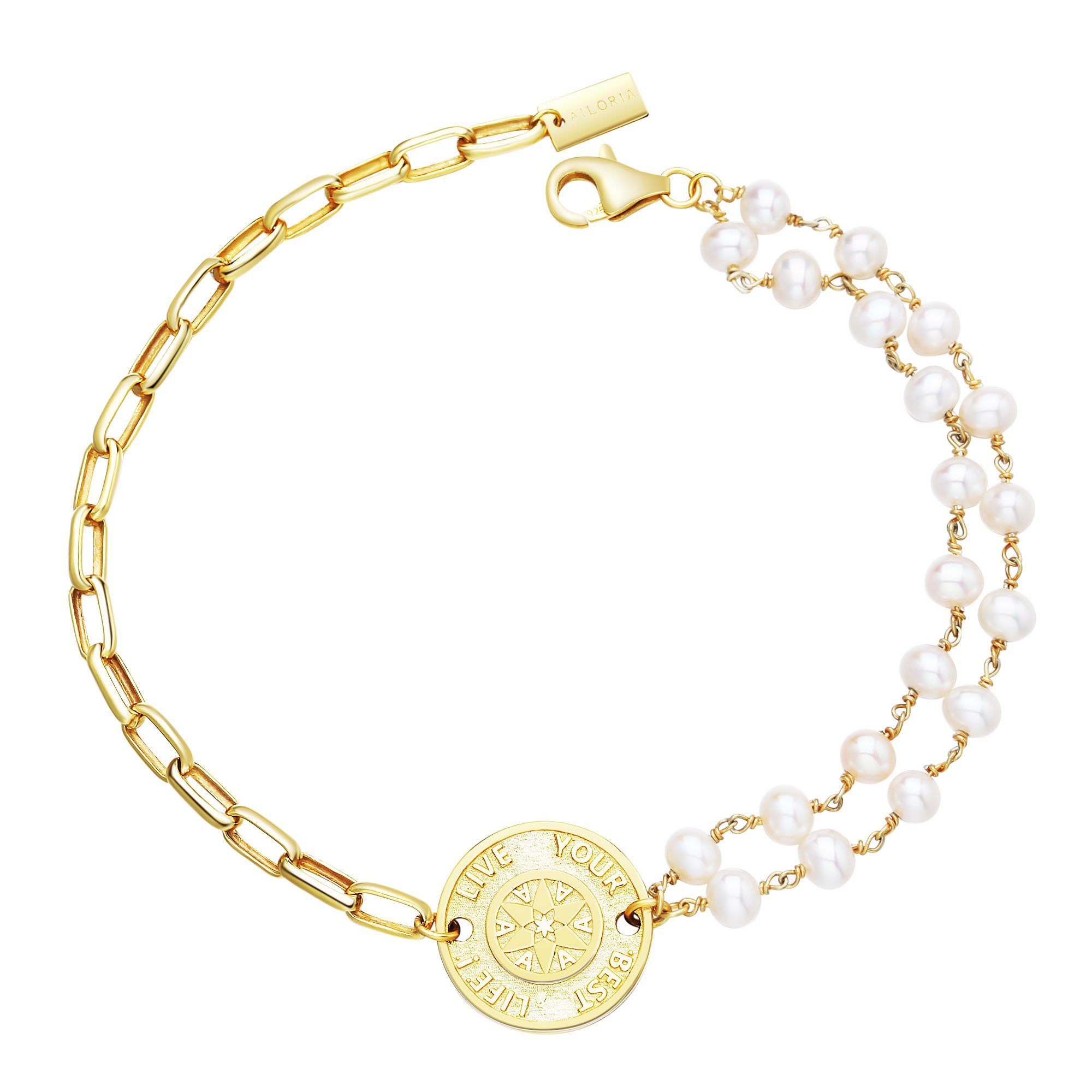 AILORIA Armband SHIRUSHI armband gold/weiße perle, Armband gold/weiße Perle
