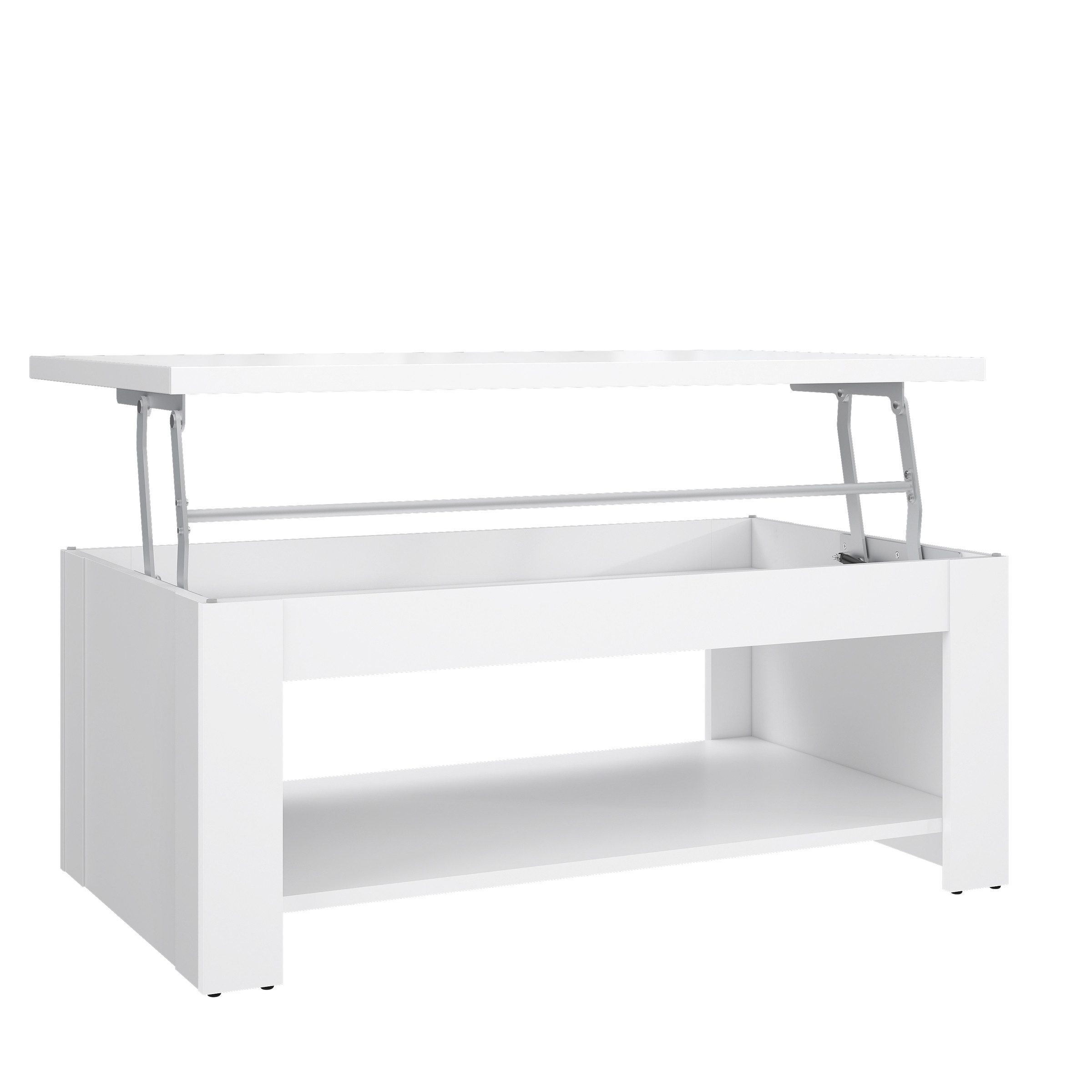 freiraum Couchtisch DURO, aufklappbar 76,3cm, weiss glänzend - 110x45,2/67,3x65cm (B/H/T)