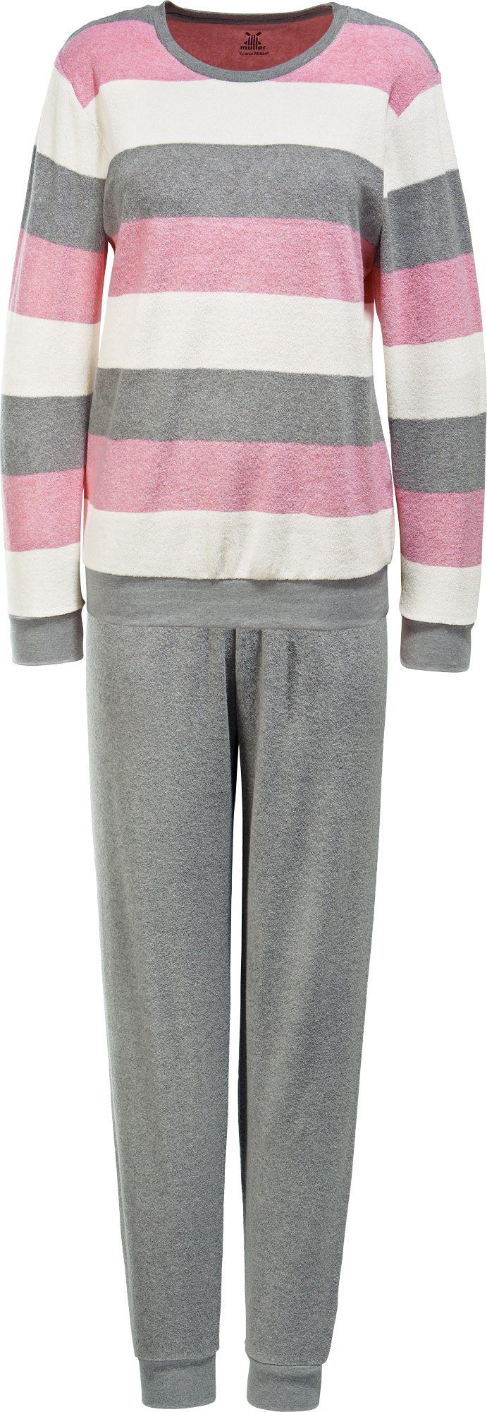 Erwin Müller Pyjama Damen-Schlafanzug Frottee Streifen