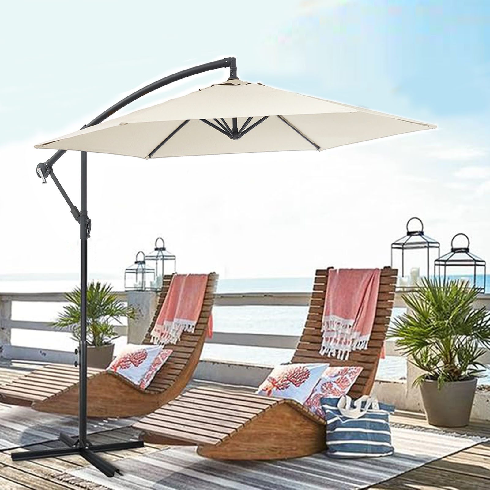 oyajia Sonnenschirm 3m Garten Sonnenschirm Sonnenschutz Terrasse Banane Hän günstig online kaufen