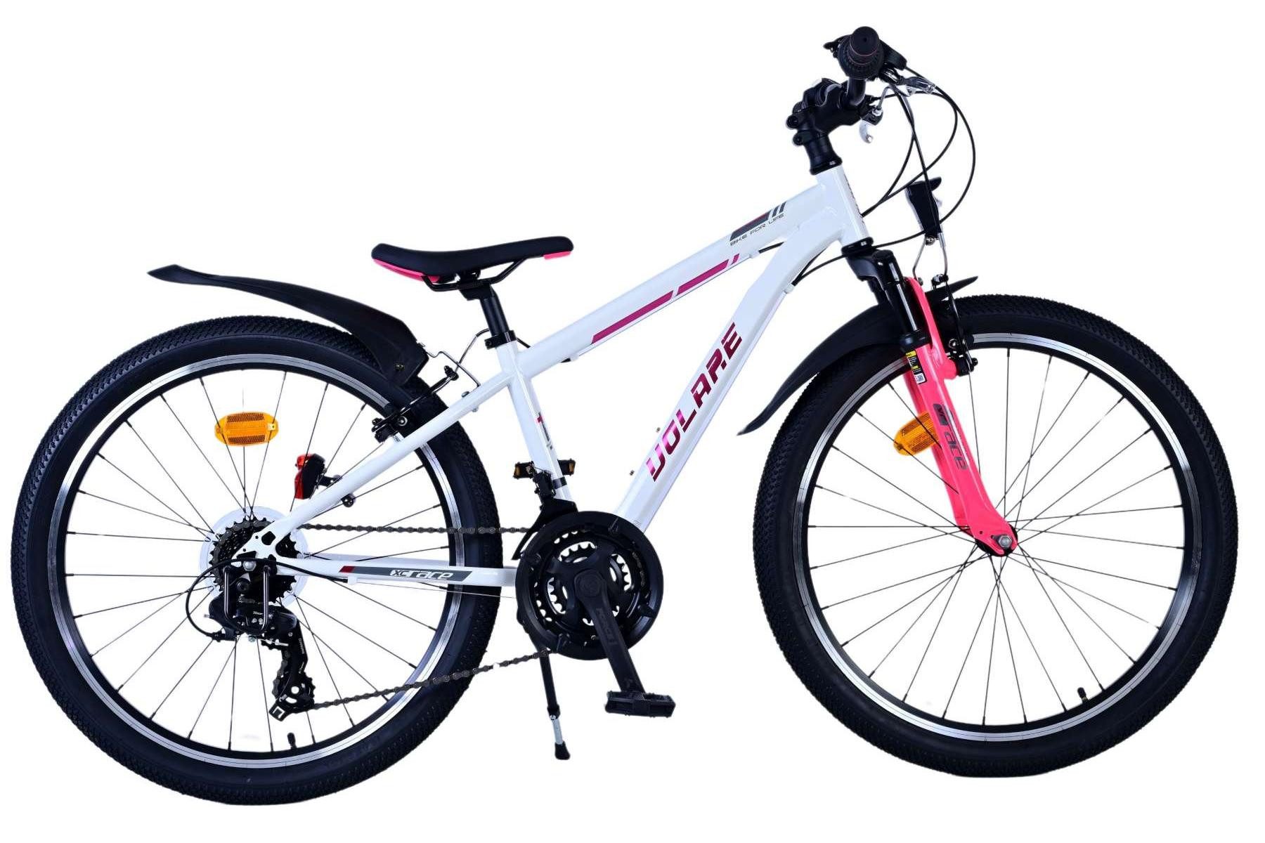 Volare Kinderfahrrad Volare XC Race Kinderfahrrad - 24 Zoll - 21 Gang - Weiß Pink – Mädchen, Alter: 8 - 10 Jahre, Rahmenhöhe: 34 cm, Reifen: Fat Tires