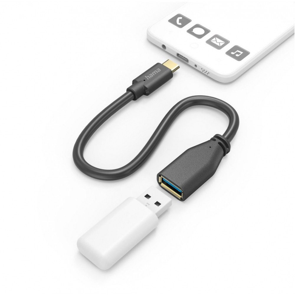 Hama Hama USB-C auf USB-A Adapterkabel 0,15m USB-Adapter USB-C zu USB-A Adapterkabel zu USB-C zu USB-A Adapterkabel