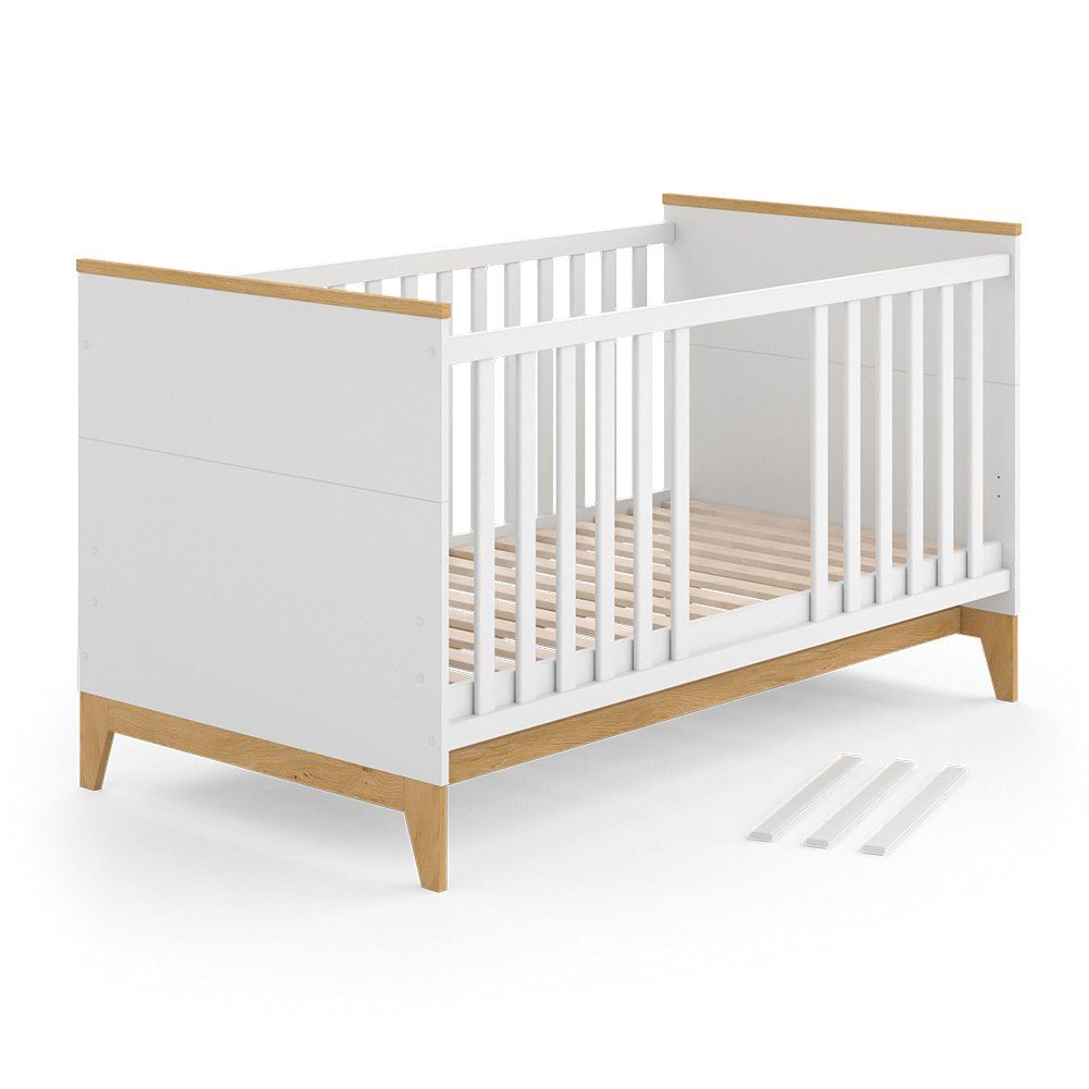Babybett Malia, Weiß/Eiche, 70x140 cm