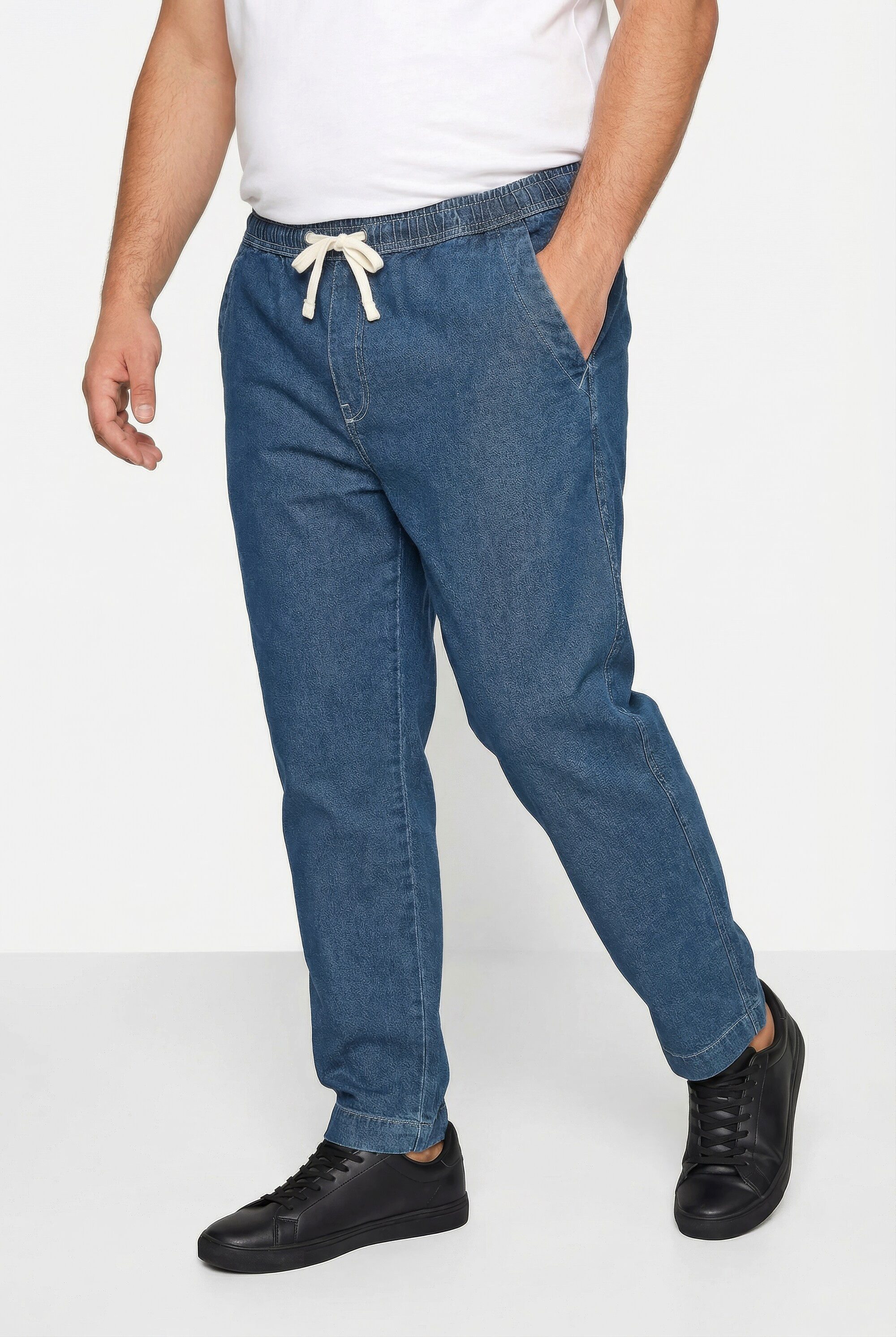 Men Plus 5-Pocket-Jeans Jeans Bauchfit Relaxed Fit Elastikbund bis 8 XL