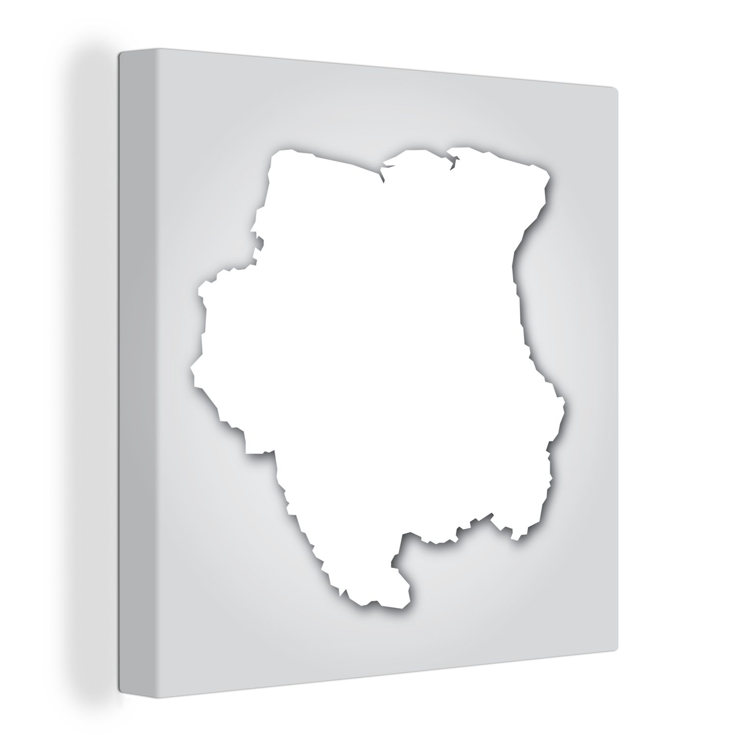 OneMillionCanvasses® Leinwandbild Eine Illustration der Karte von Suriname in Weiß, (1 St), Leinwand Bilder für Wohnzimmer Schlafzimmer