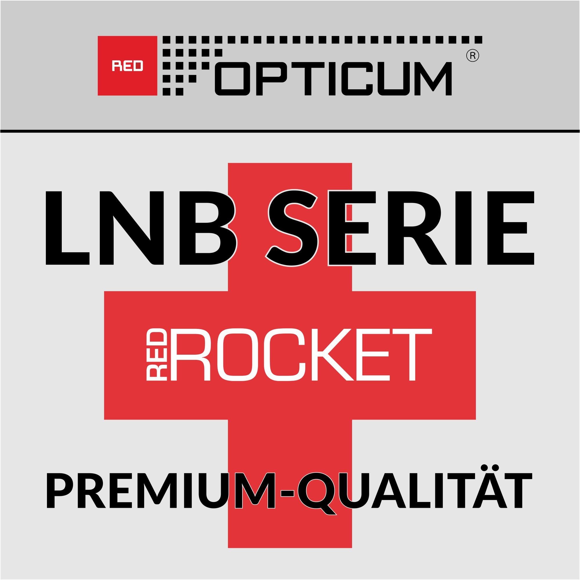 RED OPTICUM Red Rocket Twin - Rauschmaß für mit optimal kältebeständig, Universal-Twin-LNB 0.1dB LTP-06H Wetterschutz & Multifeedhalter) (Hitze- LNB