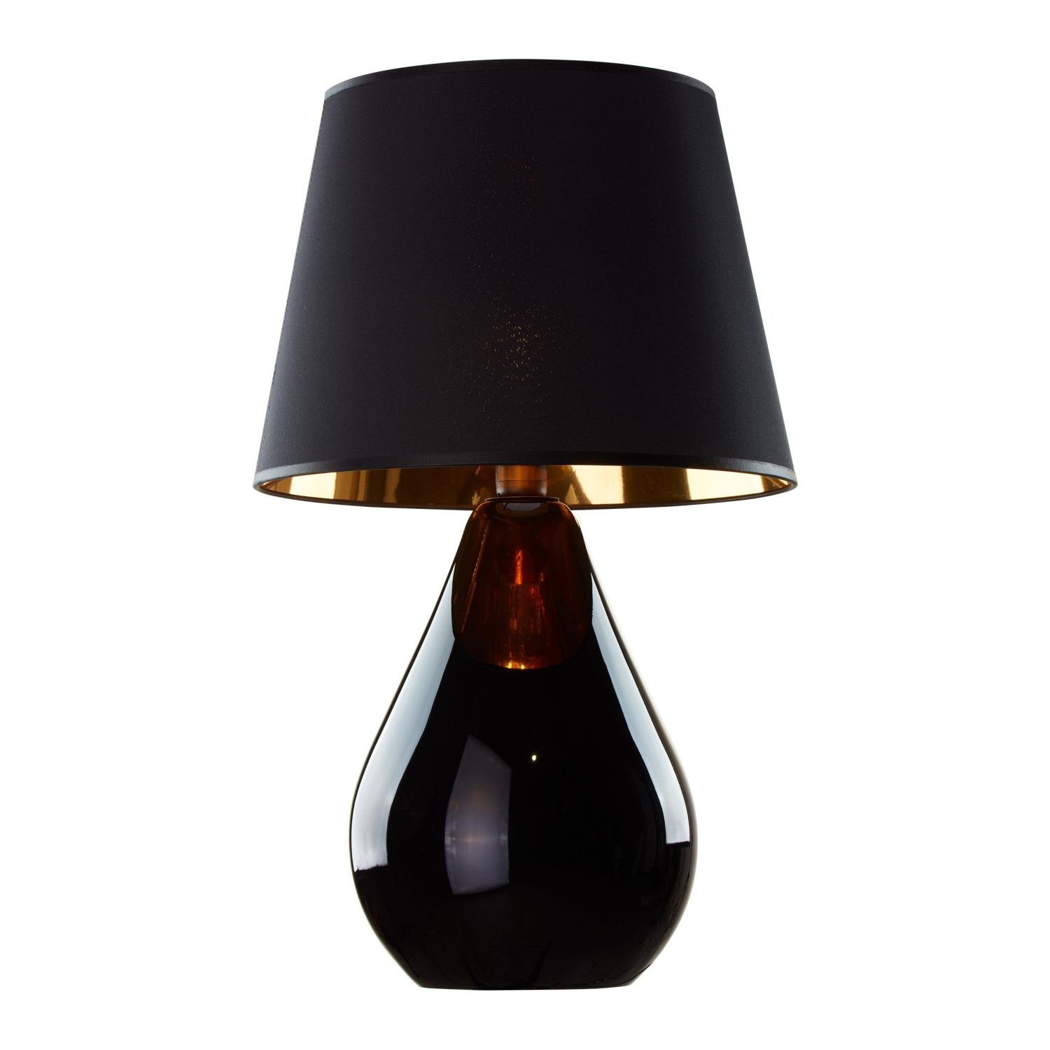 Nachttisch Gold Schwarz Licht-Erlebnisse Leuchtmittel, Tischleuchte hoch Wohnzimmer ohne RIKA, 66 cm E27 Stoff Glas