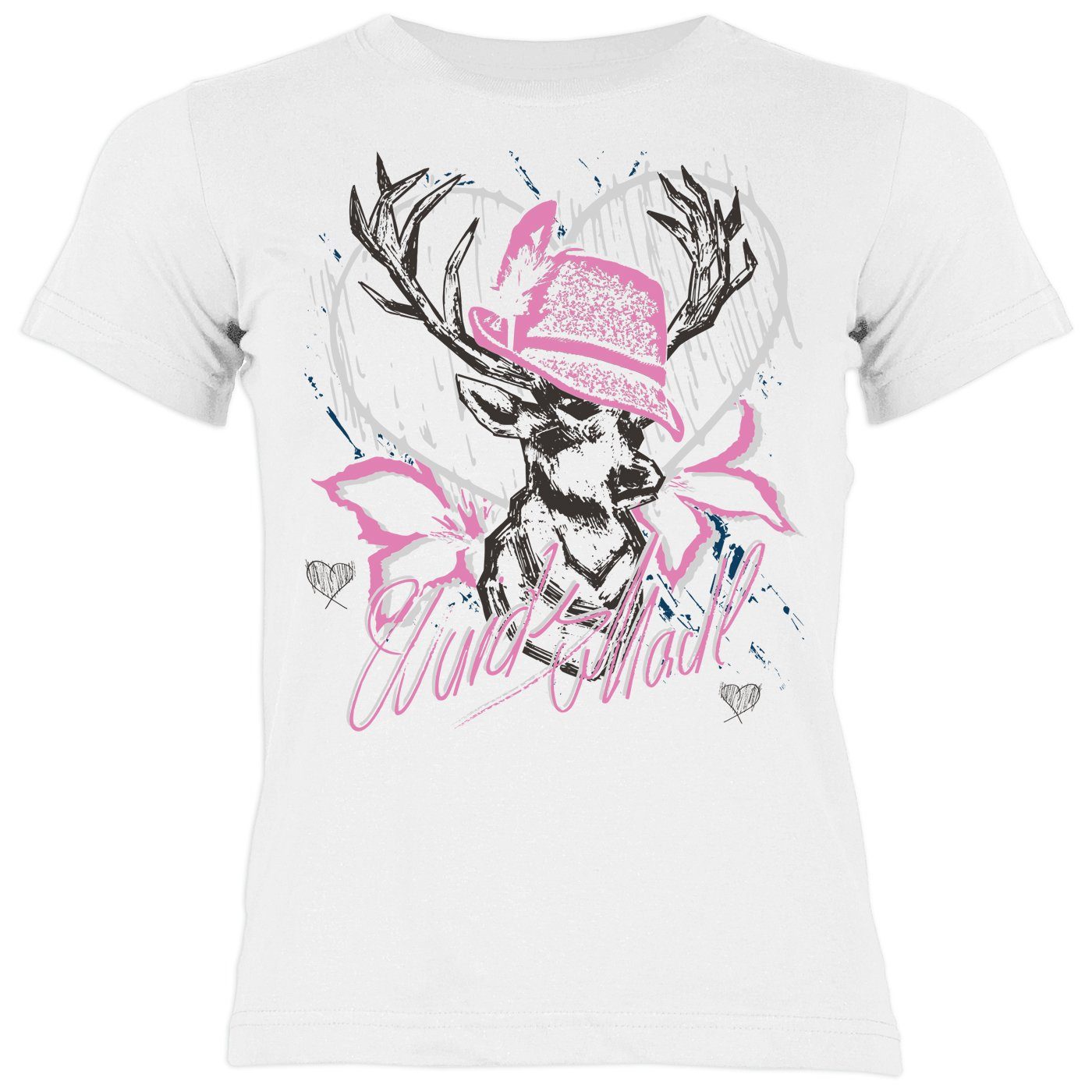 Trachten Volksfest T-Shirt T-Shirt Mädchen für Madl rosa) Kindershirt - Mädchen Tini Shirts Trachten (Hut Wuids :