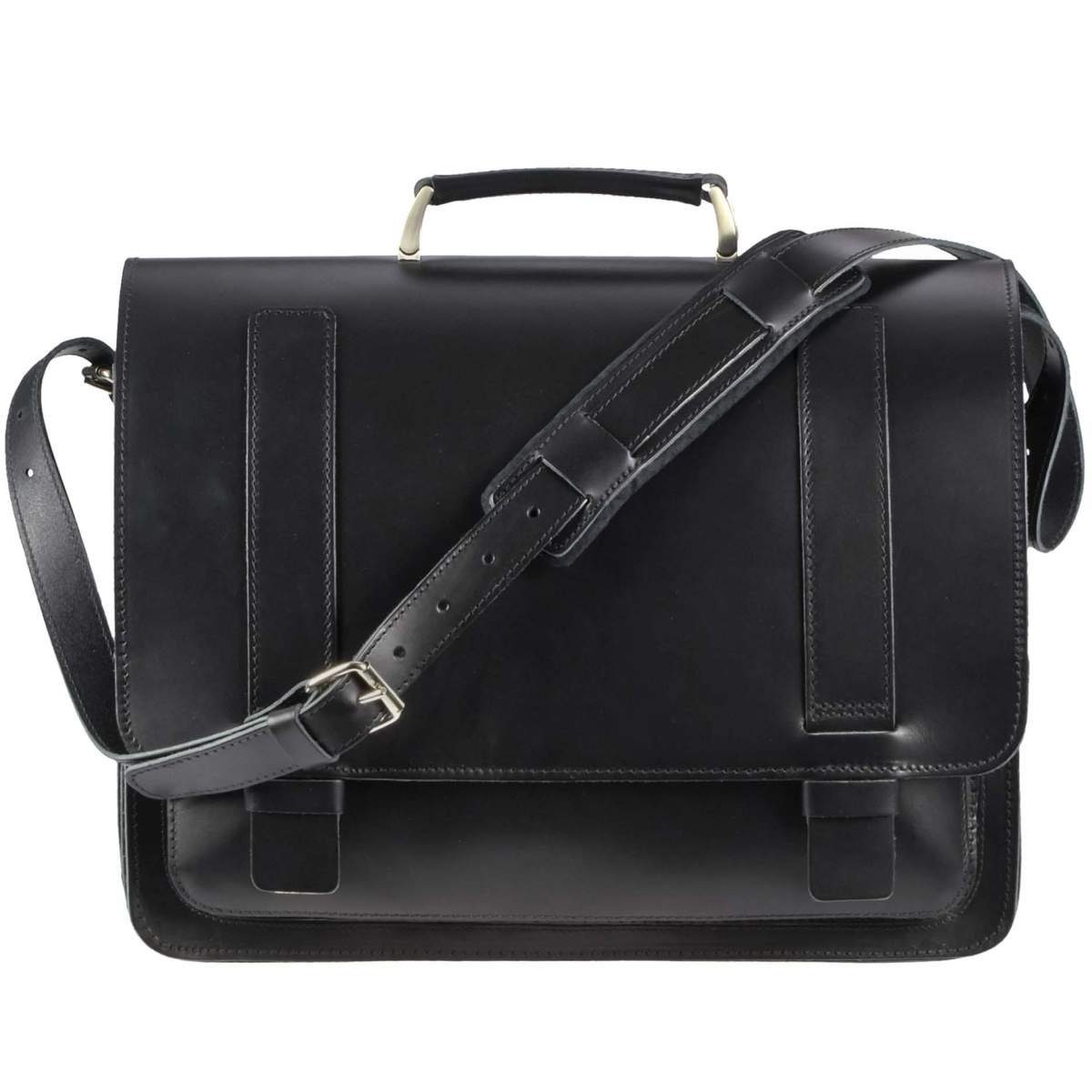 Ruitertassen Aktentasche Classic, 42 cm Lehrertasche mit 3 Fächern, Schultasche, rustikales Leder schwarz