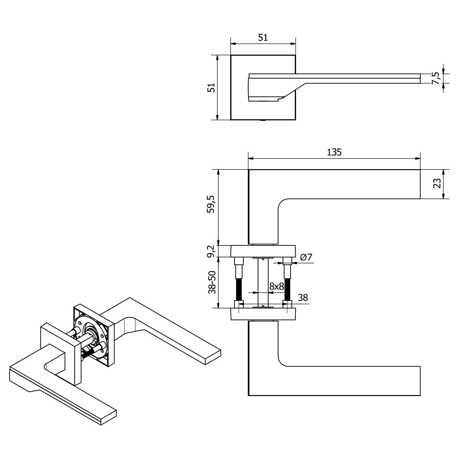 SO-TECH® Drückergarnitur Türdrücker HENRIK Aluguss schwarz inkl. Befestigungsmaterial, Spar-Set, 1-tlg., mit Papier-Bohrschablone, mit BB-Rosetten - Buntbart fü – Bild 5 von 5