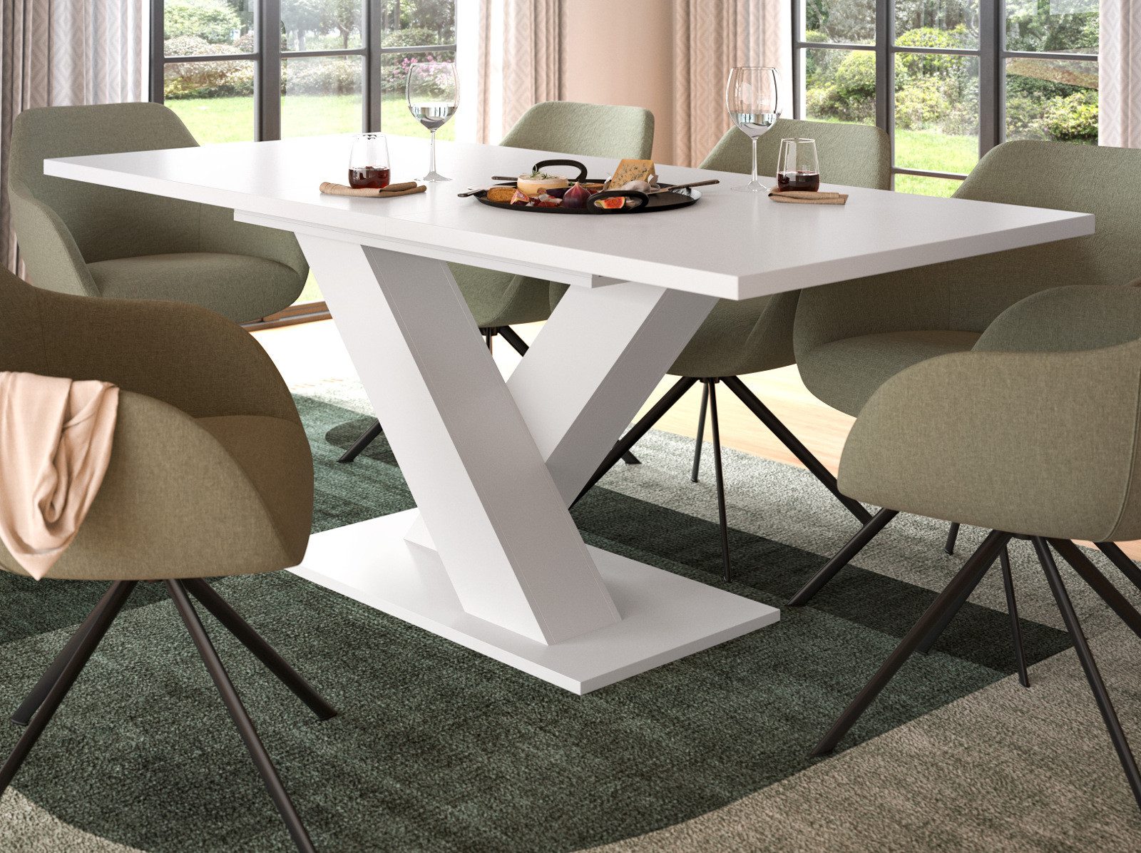 Inn.Furn Esstisch Home-X (Küchentisch in weiß, 150 x 90 cm, ausziehbar auf günstig online kaufen