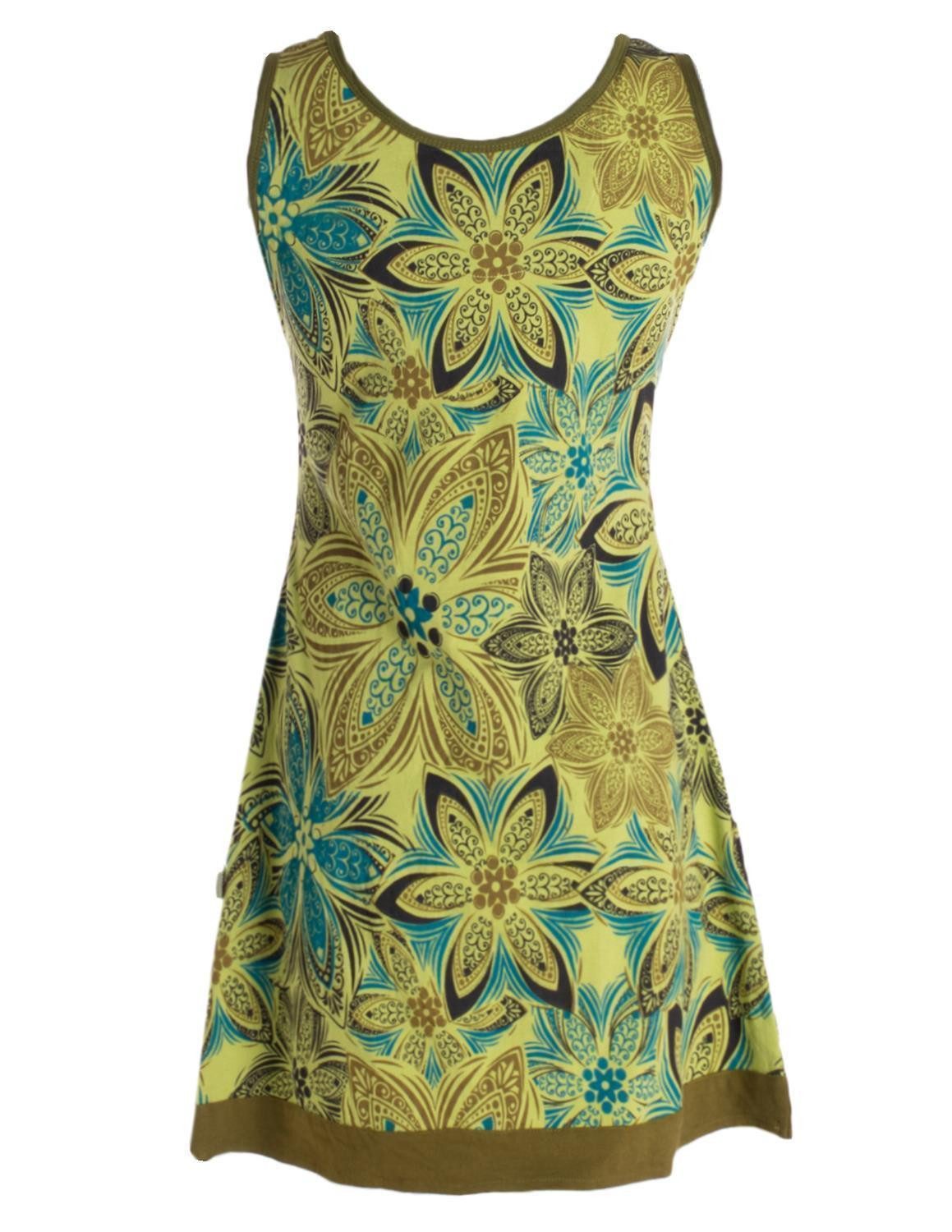 Vishes Minikleid Damen Mini-Kleid Baumwolle Blumen-Muster günstig online kaufen