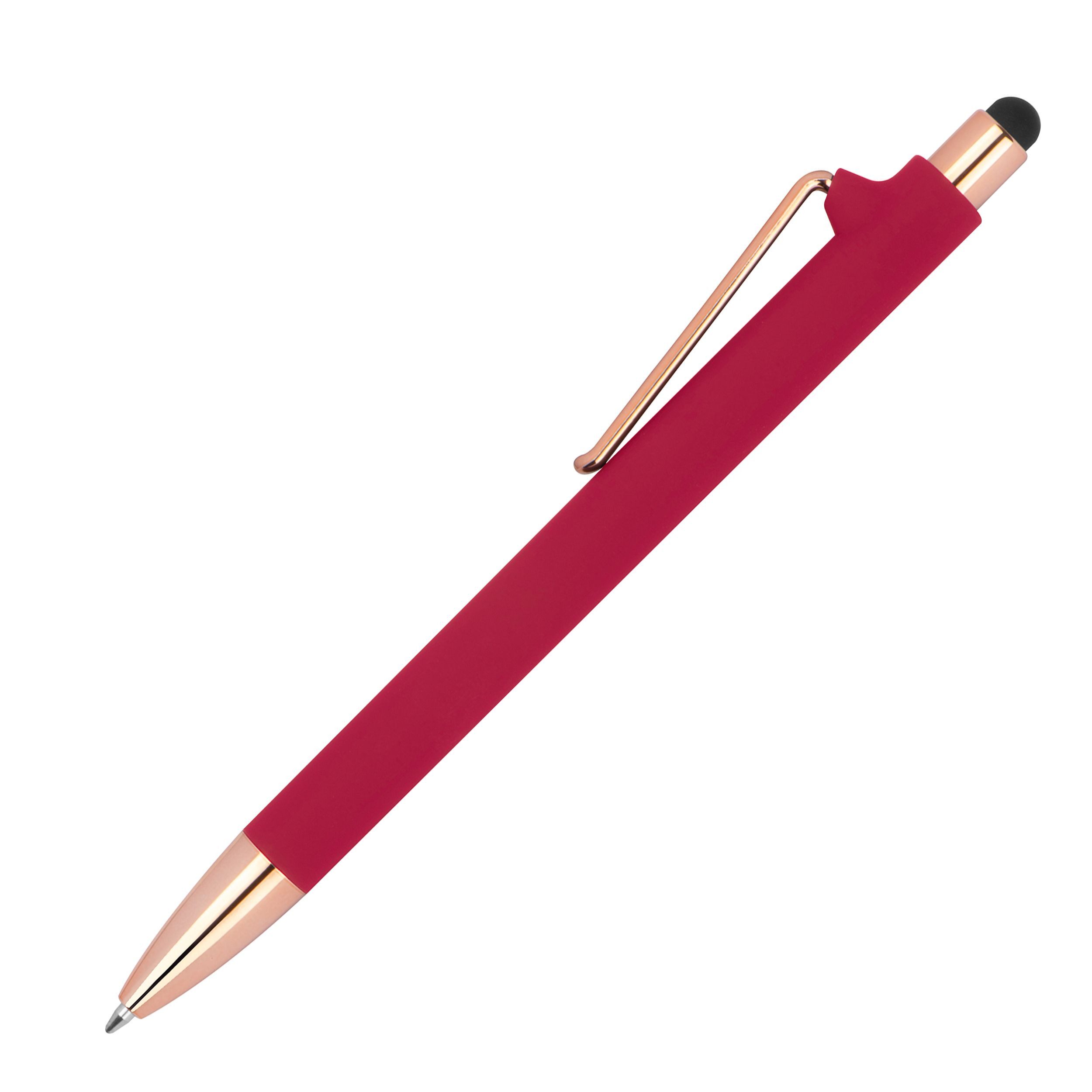 Livepac Office Kugelschreiber Touchpen-Kugelschreiber aus Metall / gummiert / Farbe: roségold-rot