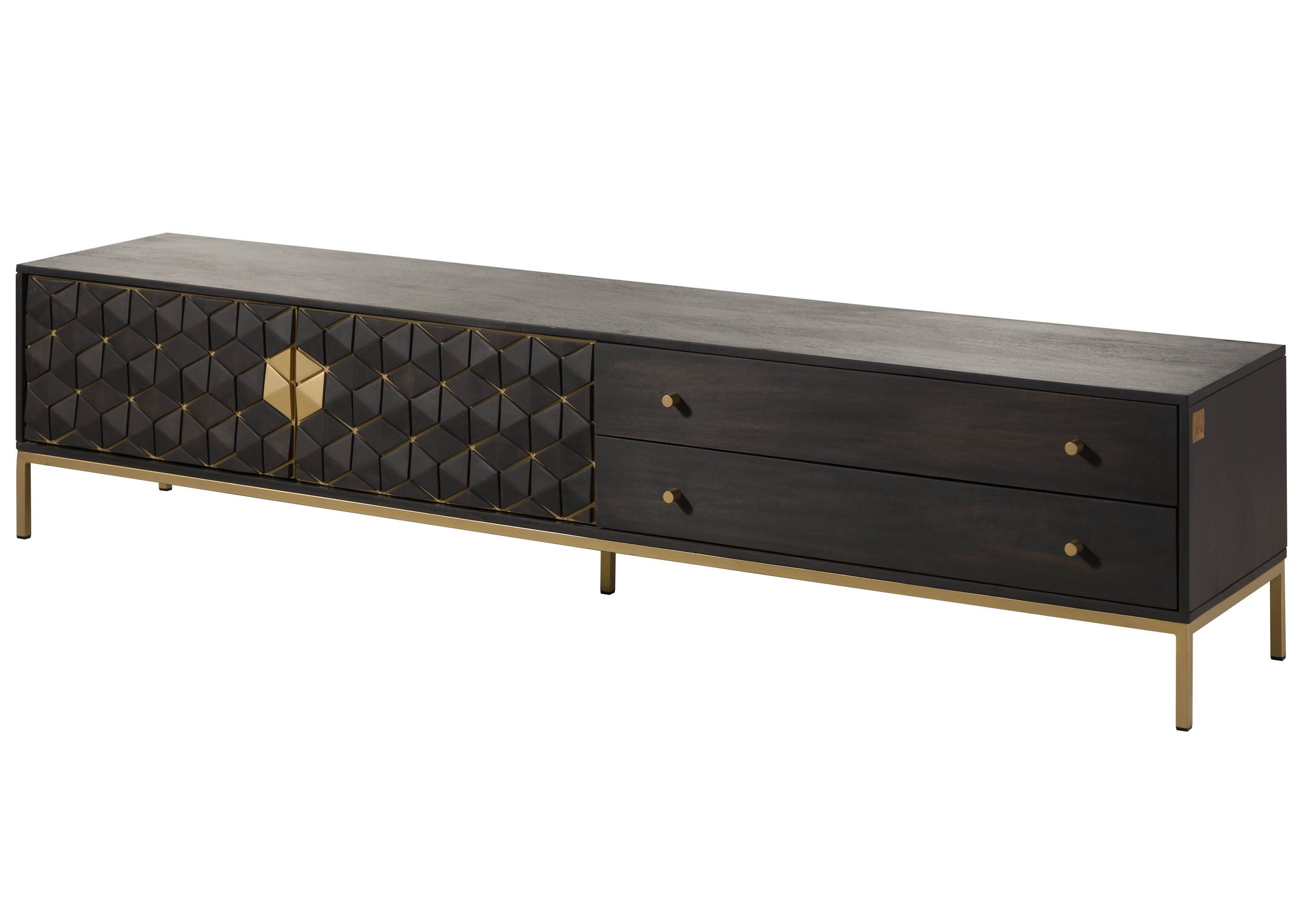 Massivmoebel24 TV-Board DIAMOND Mango Massivholz grau (Massivholz montiert 58 kg DIAMOND #123), Mango 220x45x50 cm grau geölt