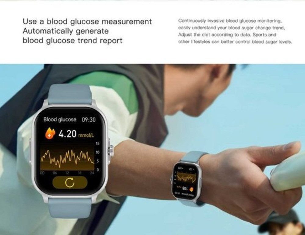 Zevelora Damen's und Herren's IP67 Wasserdicht Fitness-Tracker Smartwatch (2,01 Zoll, Android/iOS), mit Herzfrequenzsensor, SpO2, Schrittzähler 15 Sportmodi und GPS