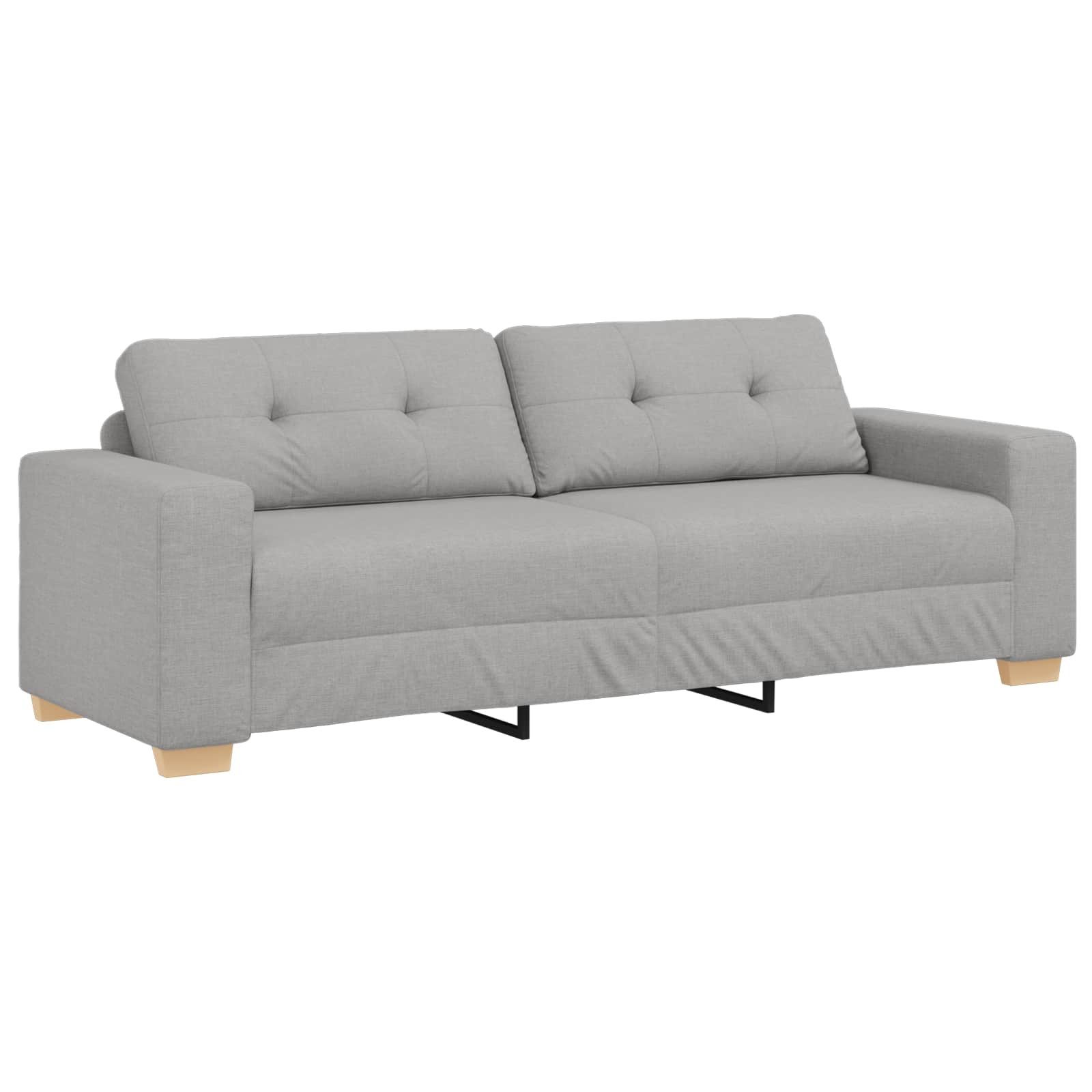 vidaXL Sofa, 3-Sitzer-Sofa, mit Kissen Wolkengrau Stoff, 9 Teile