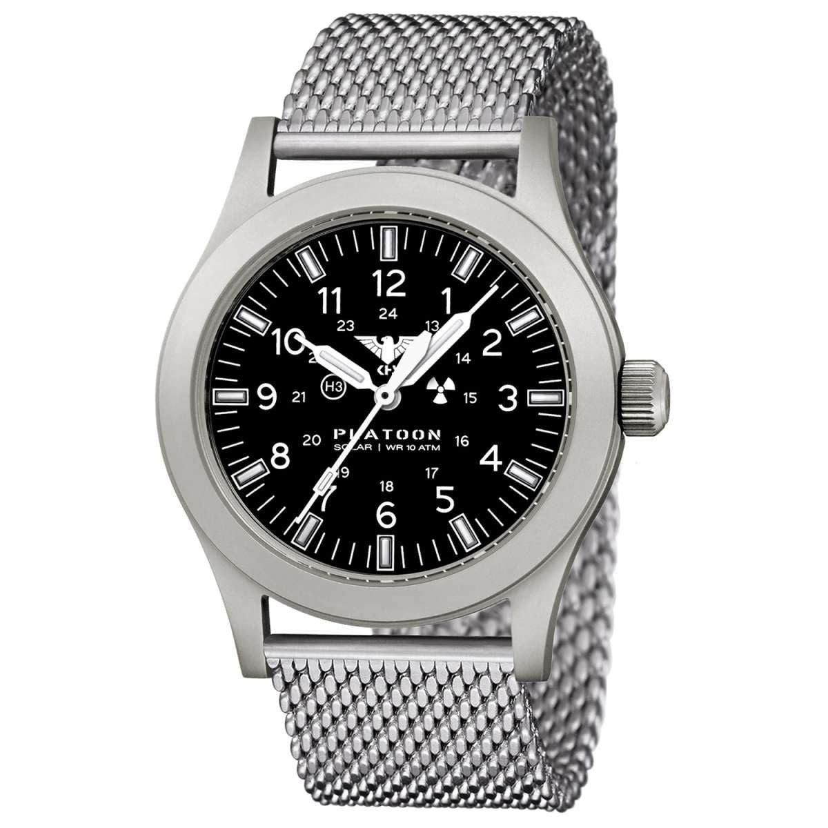KHS Solaruhr PLASSF.MS, für Herren Platoon Solar Meshband