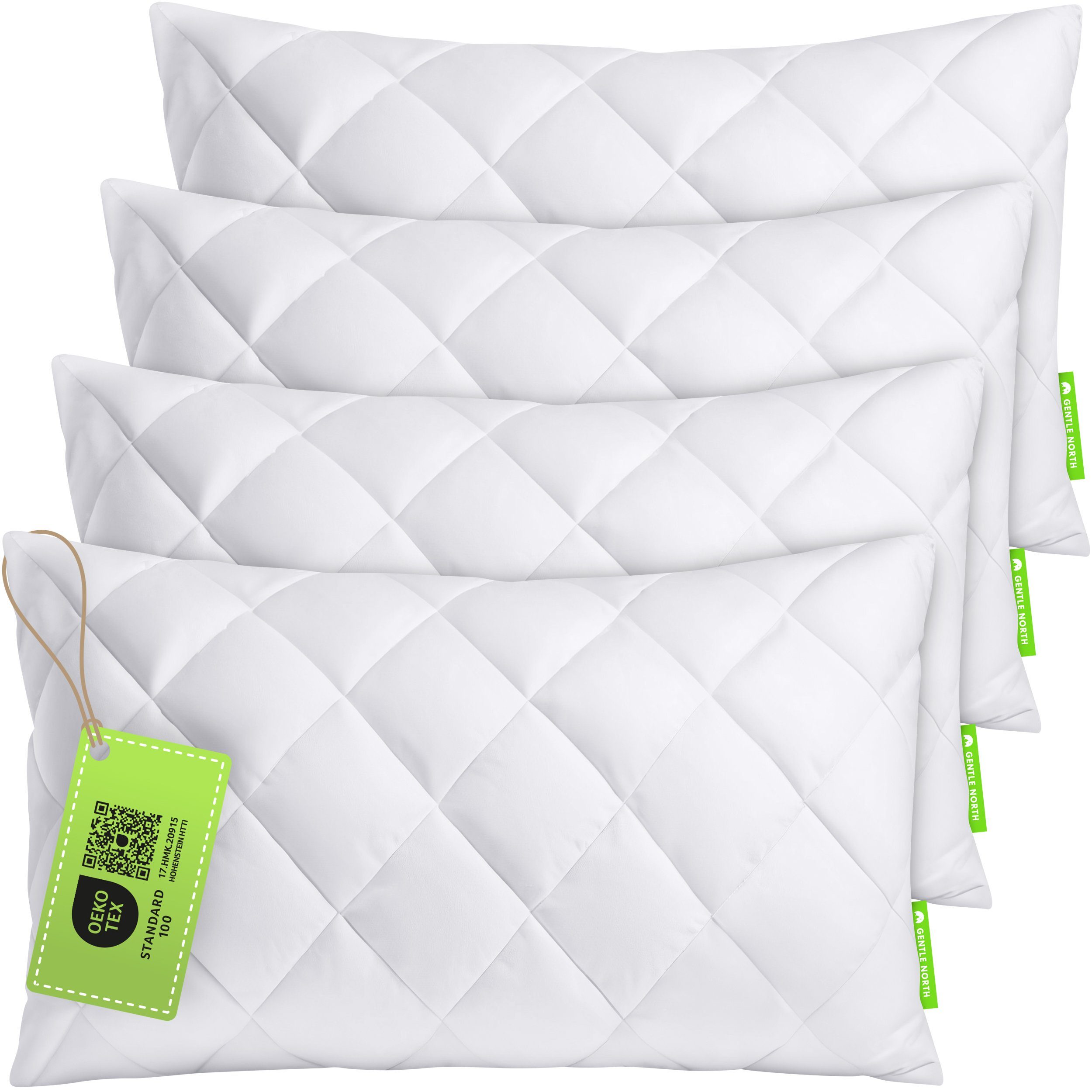 Microfaserkissen 4er Set Kissen Komfort - in vielen Größen - optimaler Schlaf, Gentle North, Füllung: 100% Polyester, Seitschläfer, Seitenschläfer, Rückenschläfer, Comfort, 4-tlg., Reißverschluss für Füllung - waschbar - allergikerfreundlich