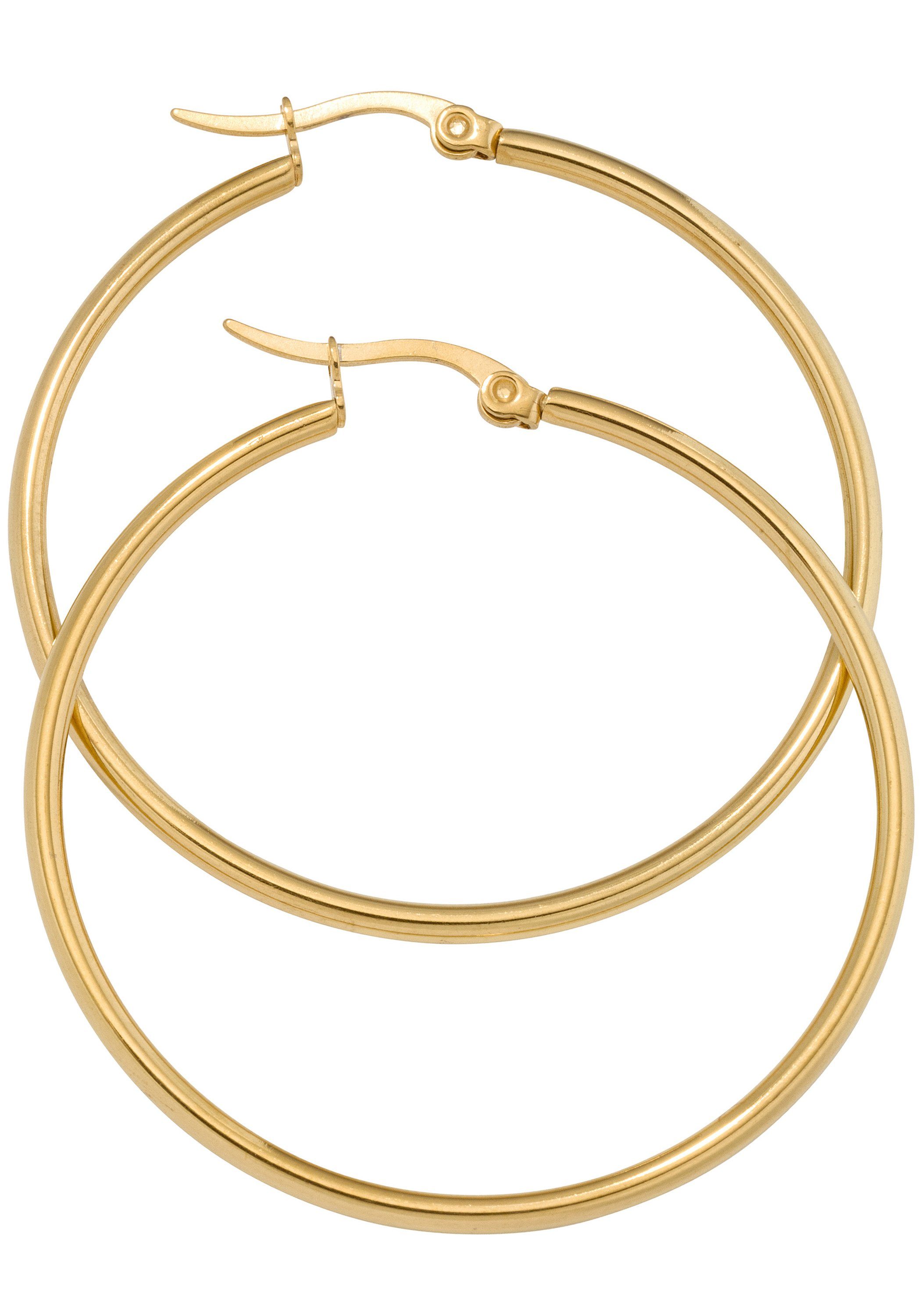vergoldet, Durchmesser Edelstahl mm JOBO Ohrringe 1,9 Breite mm, Paar ca. rund, ca. 43,7 Creolen