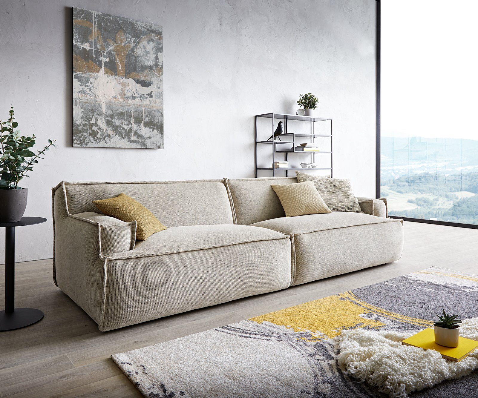 Couch 3-Sitzer 285x110 Basit, DELIFE Chenille Beige cm